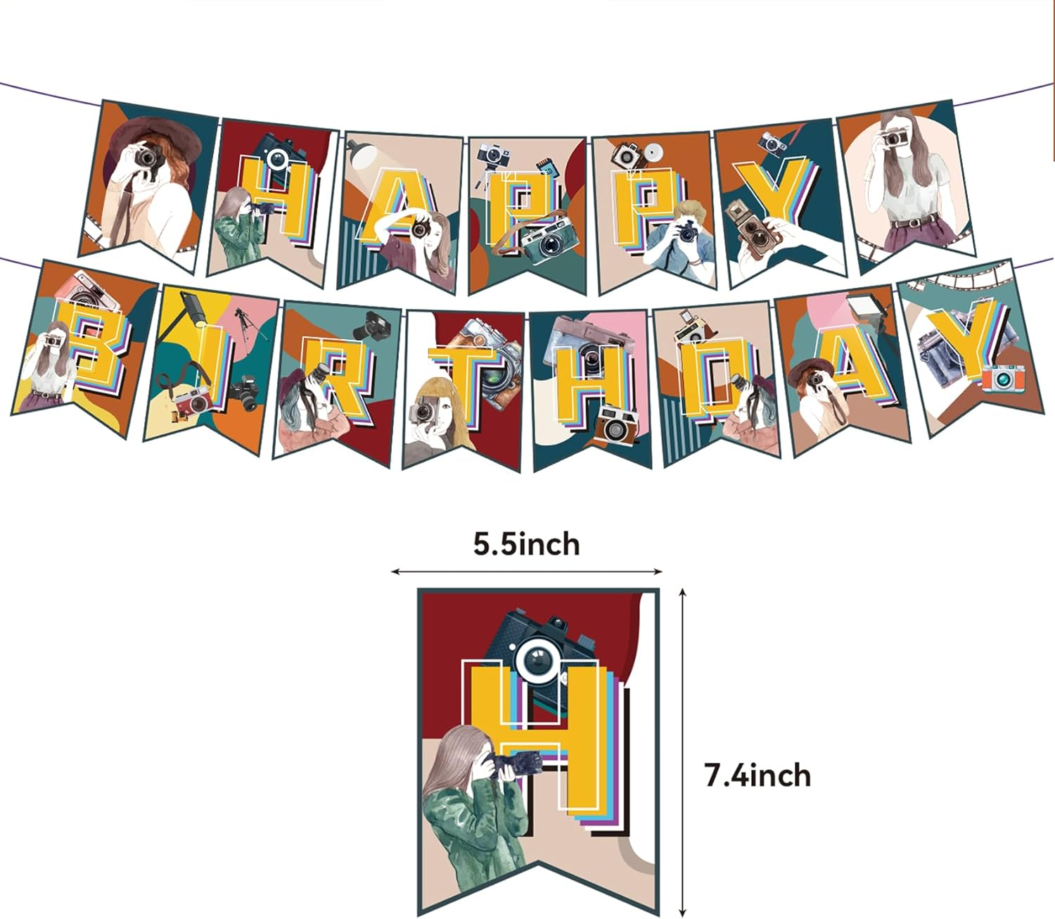 Photography Party Decorations Photography Birthday Party Supplies Includes Photography Birthday Banner Cake Topper Cupcake Toppers Balloons for Photographer Party Photography Enthusiast Party image number 2