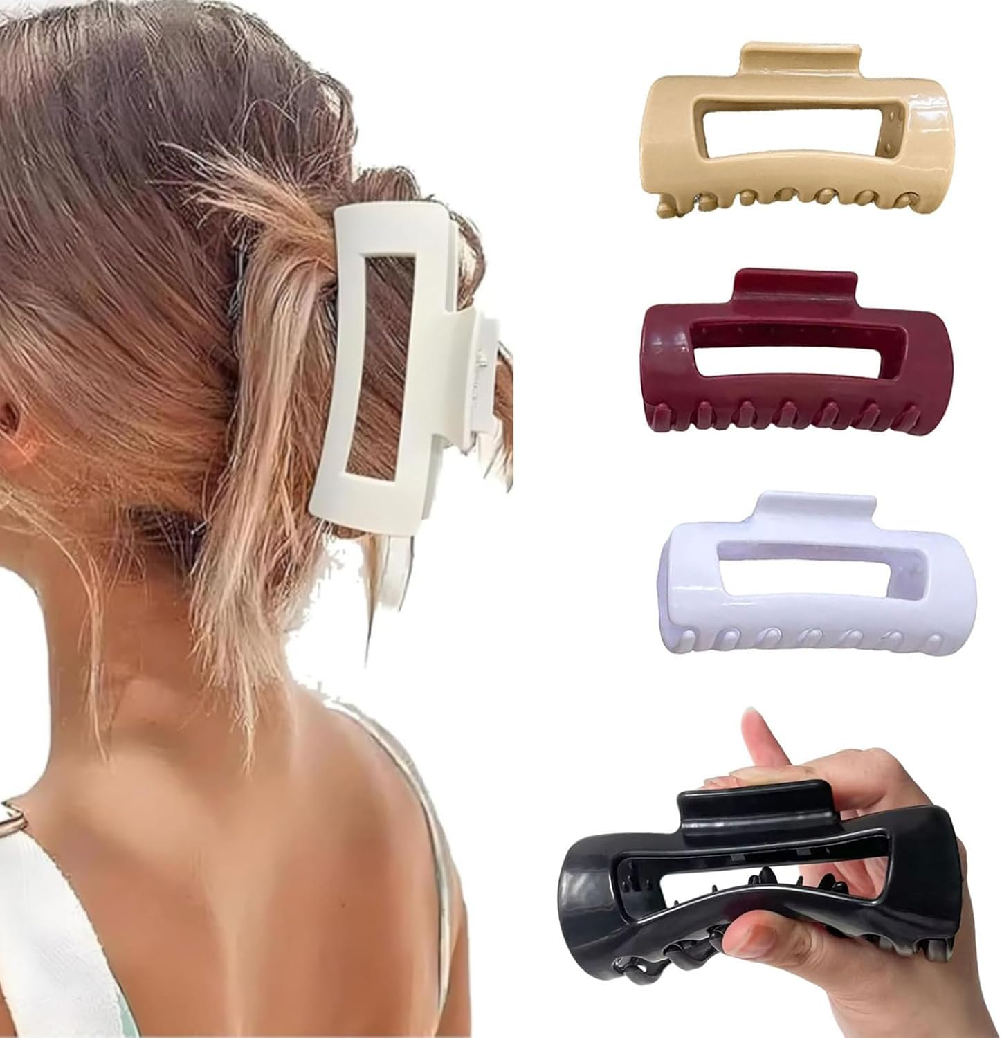 Muorruo 4 Pieces Cloud Clip, Soft and Flexible, Cozy Claw Clip, Non-Removable Hair Clip for Women, Large Non-Slip Hair Clips for Thick Hair, Hair Styling Accessories image number 2