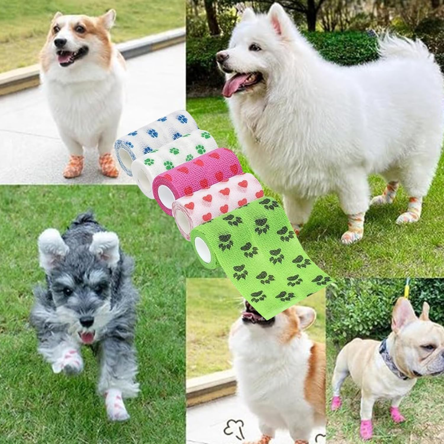 Pet Self Adhesive Bandage Pet Self Adhesive Bandage Wrap, 8 Rolls Self-Adhesive Bandage Dog Vet Wrap,Pet Vet Wrap Tape,Vet Wrap Pet Self Adhesive Bandage Pet Cohesive Bandages Vet Wrap,2.5Cmx 4.5M image number 3