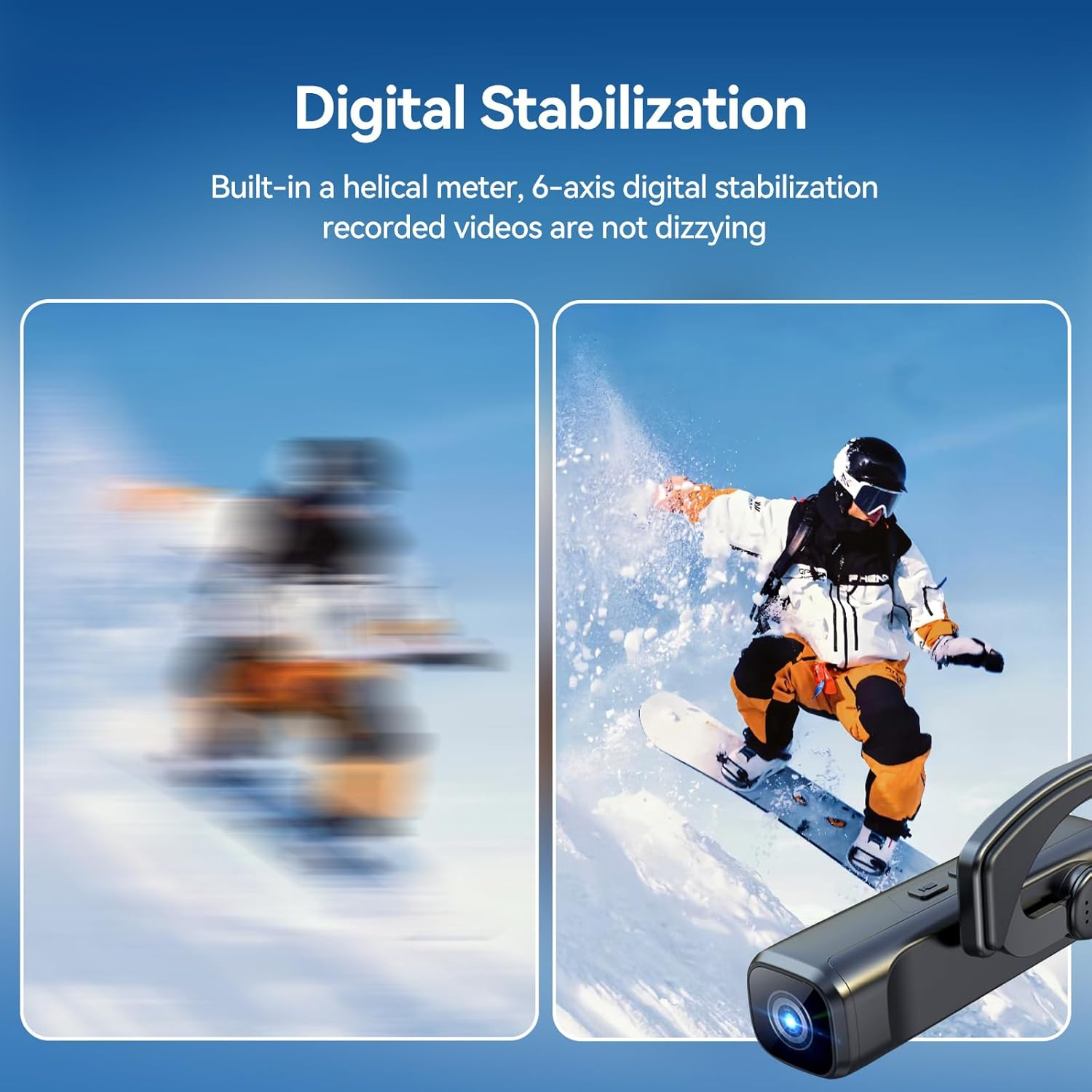 CAMMHD 4K Action Camera, Anti-Shake Helmet Camcorder with 6-Axis Gimbal Stabilizer, Wi-Fi APP Control, Head Wearable Video Camera Recorder for Vlogging Travel Sports image number 4