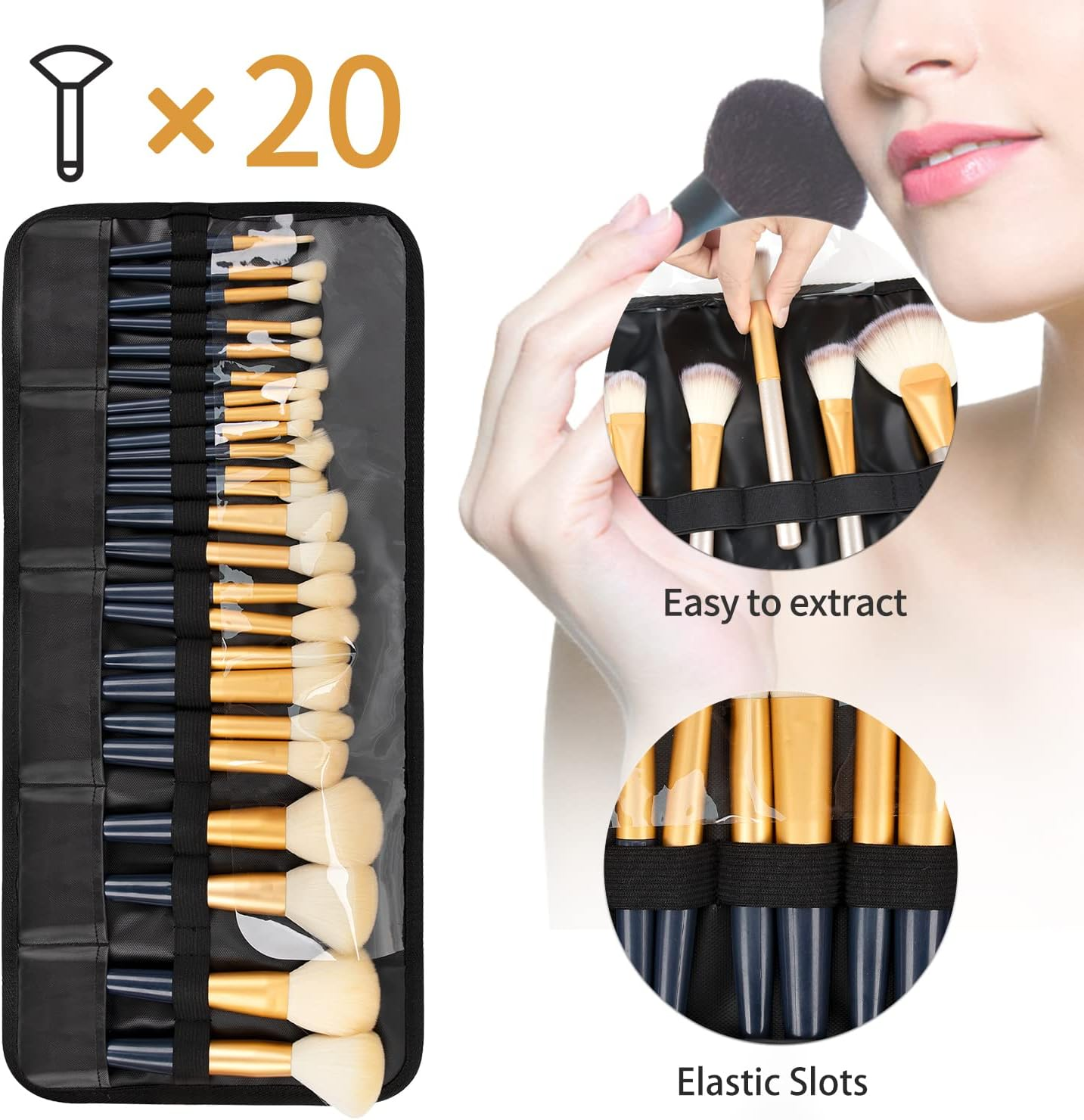 OCHEAL Makeup Brush Holders, Black Rhombus, Small(Pack of 1), Style-1 - Floral image number 6