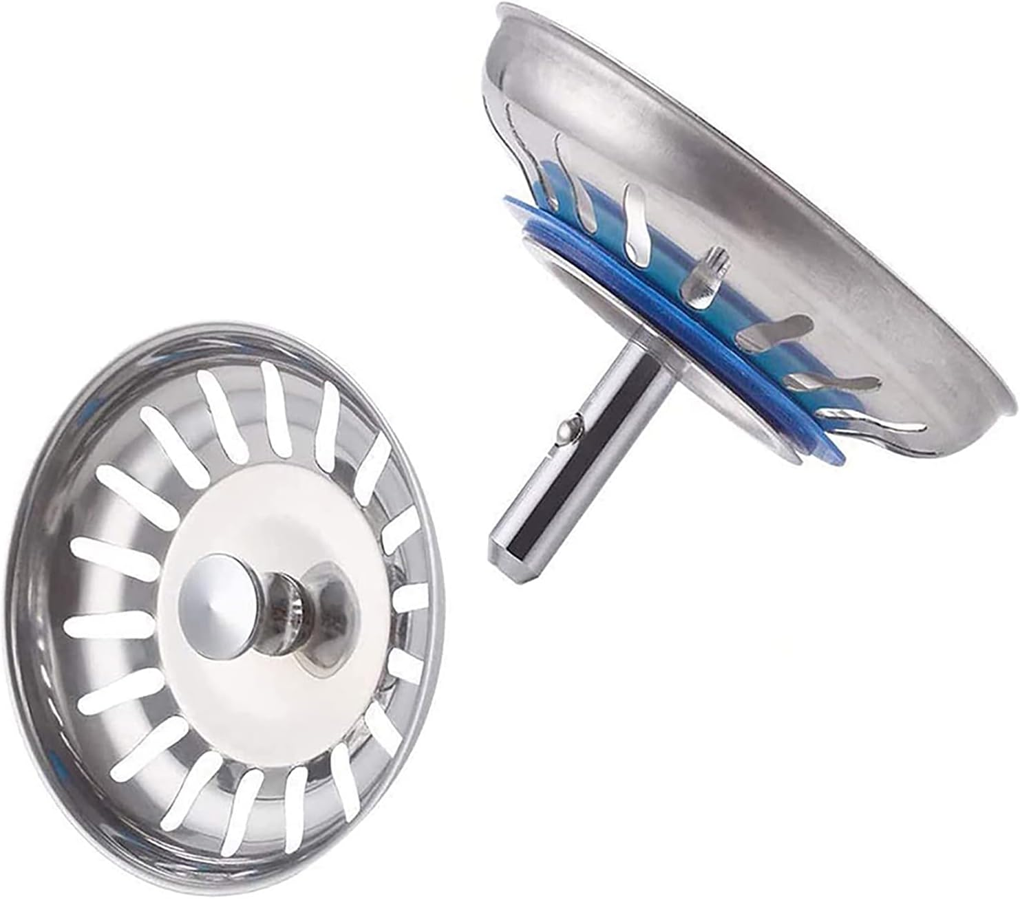 Sink Strainer Plug Kitchen Waste Stopper, 304 Stainless Steel Sink Plug Basket for Kitchen Bathroom Sink Diameter 80Mm-2Pcs