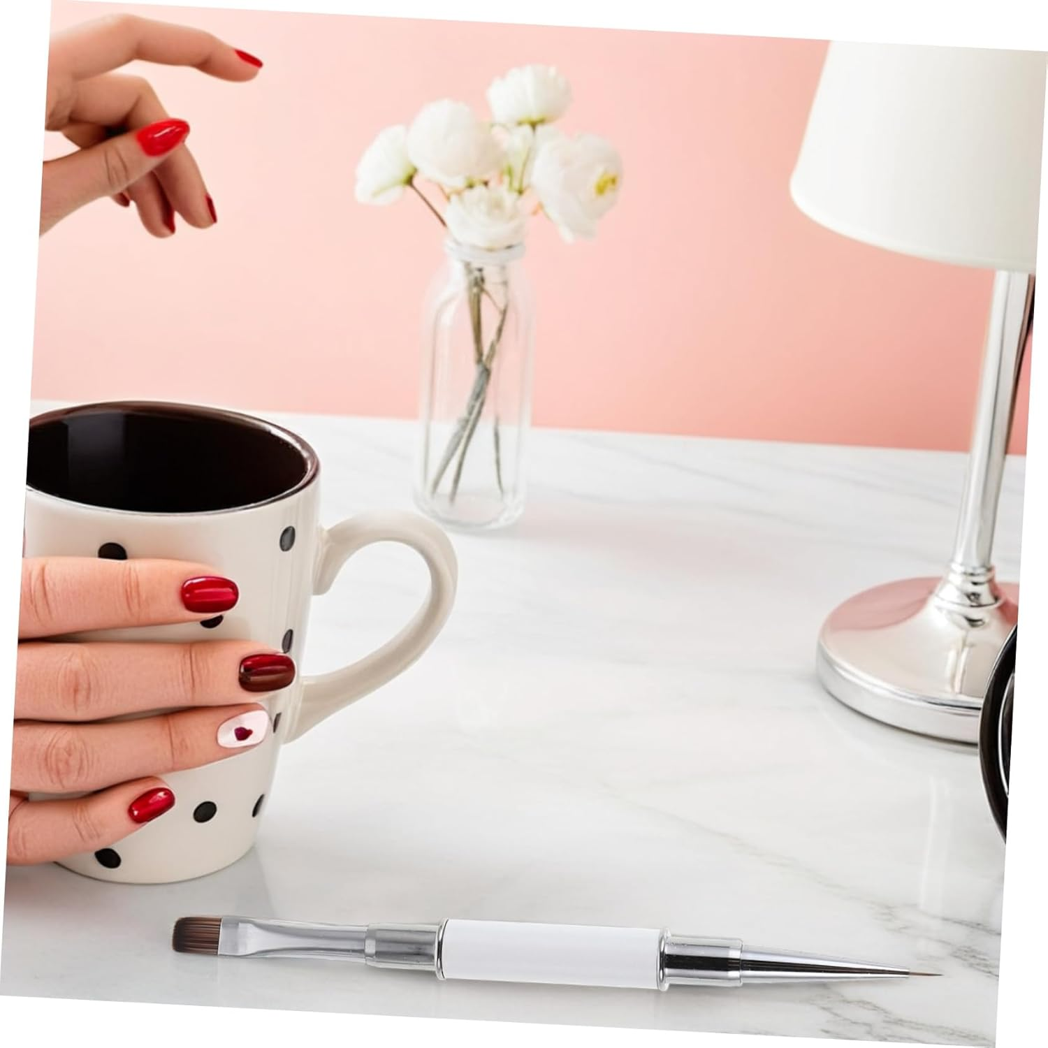 DINHEAROM 3Pcs Double Ended Nail Art Liner Brushes for Professional Manicure Detail Pens for Sculpting Line Work and Dotting Easy to Clean Salon Tools