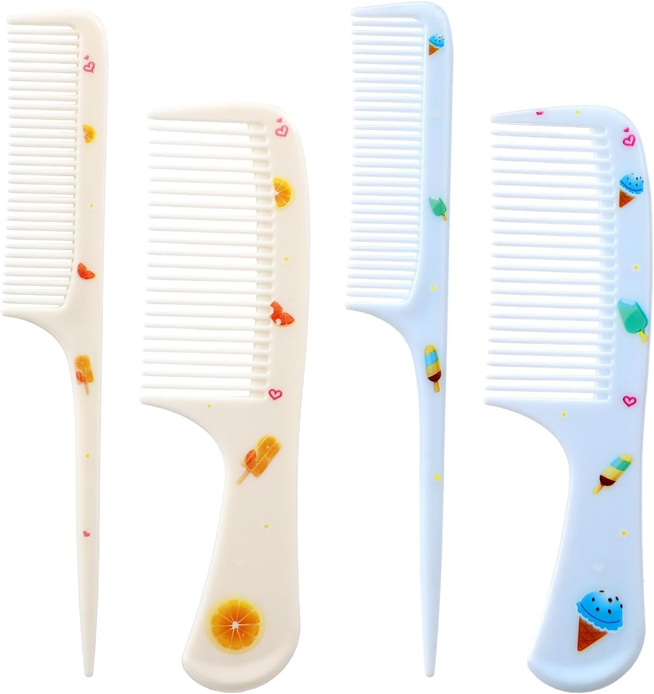 Girls Boys Hair Brush Kids Hairs Brushes Set Fashion Kids Hair Brushes Plastic Fine Tooth Rat Tail Combs for Girls Curly Straight Long Hairs, (Blue,Yellow) 4 Pcs image number 1