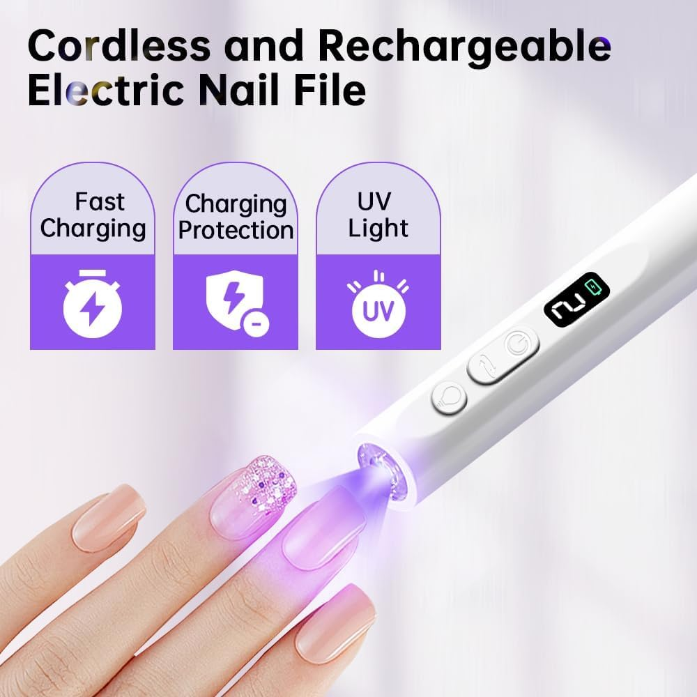 Professional Electric Nail Drill Machine Kit, 3 Speed Portable File with 6 Bits for Acrylic Gel Dip Powder Nails, Home and Salon Use image number 1