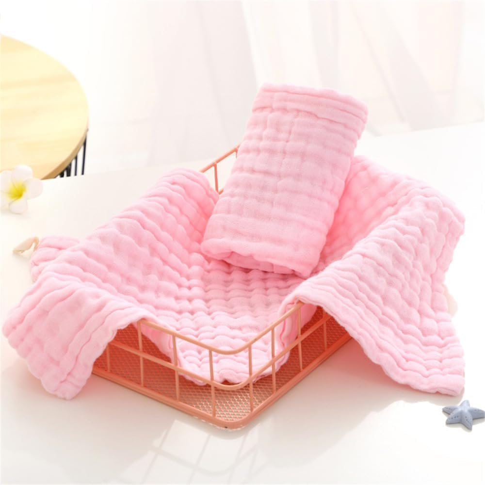 6 Pack 25 * 50Cm Burp Cloths 100% Cotton 6 Layers Thickened Super Soft and Absorbent Drooling Towels Towels Baby (Pink) image number 4