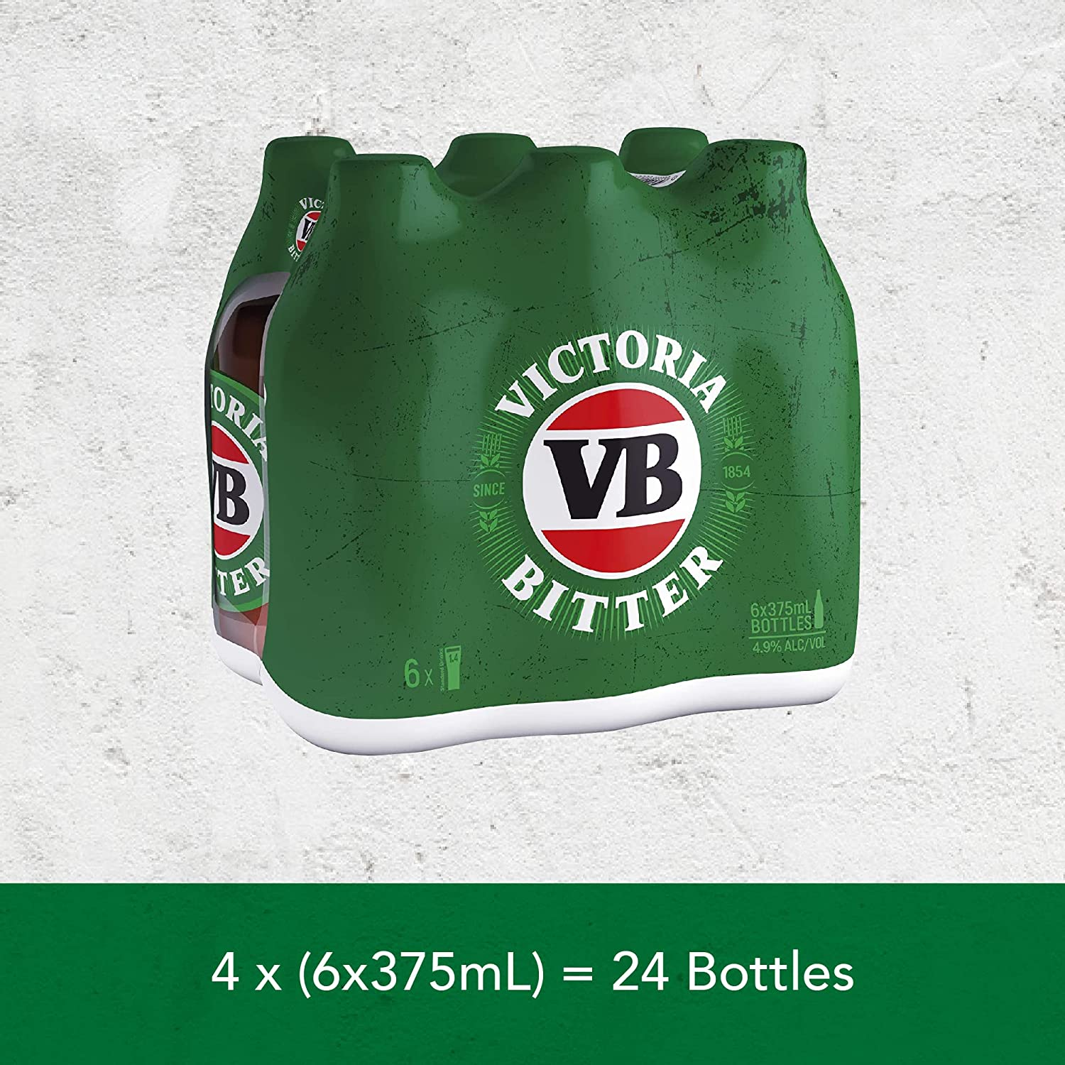 Victoria Bitter, VB Beer, Full Flavoured & Full Strength Lager, 4.9% ABV, 375Ml (Case of 24 Bottles) image number 1