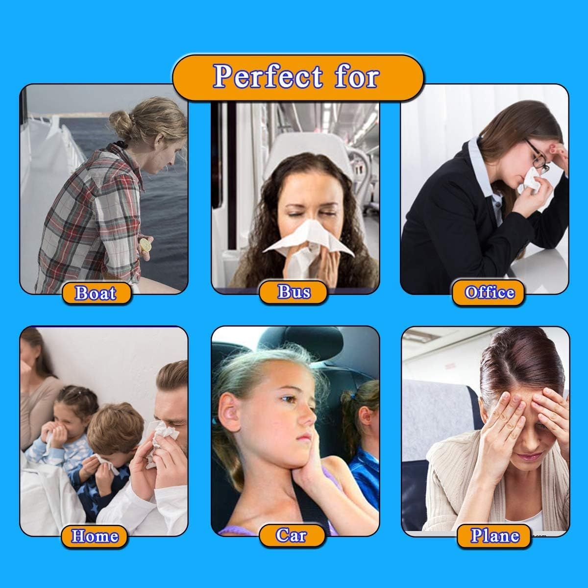 Angooni 50 Pcs Emesis Bags Disposable, Portable Vomit Bags, 1000Ml High Density Barf Bag, Leak Resistant Perfect for Air Sickness, Kids, Pregnant Women, Taxis Drivers, Car Motion Sickness