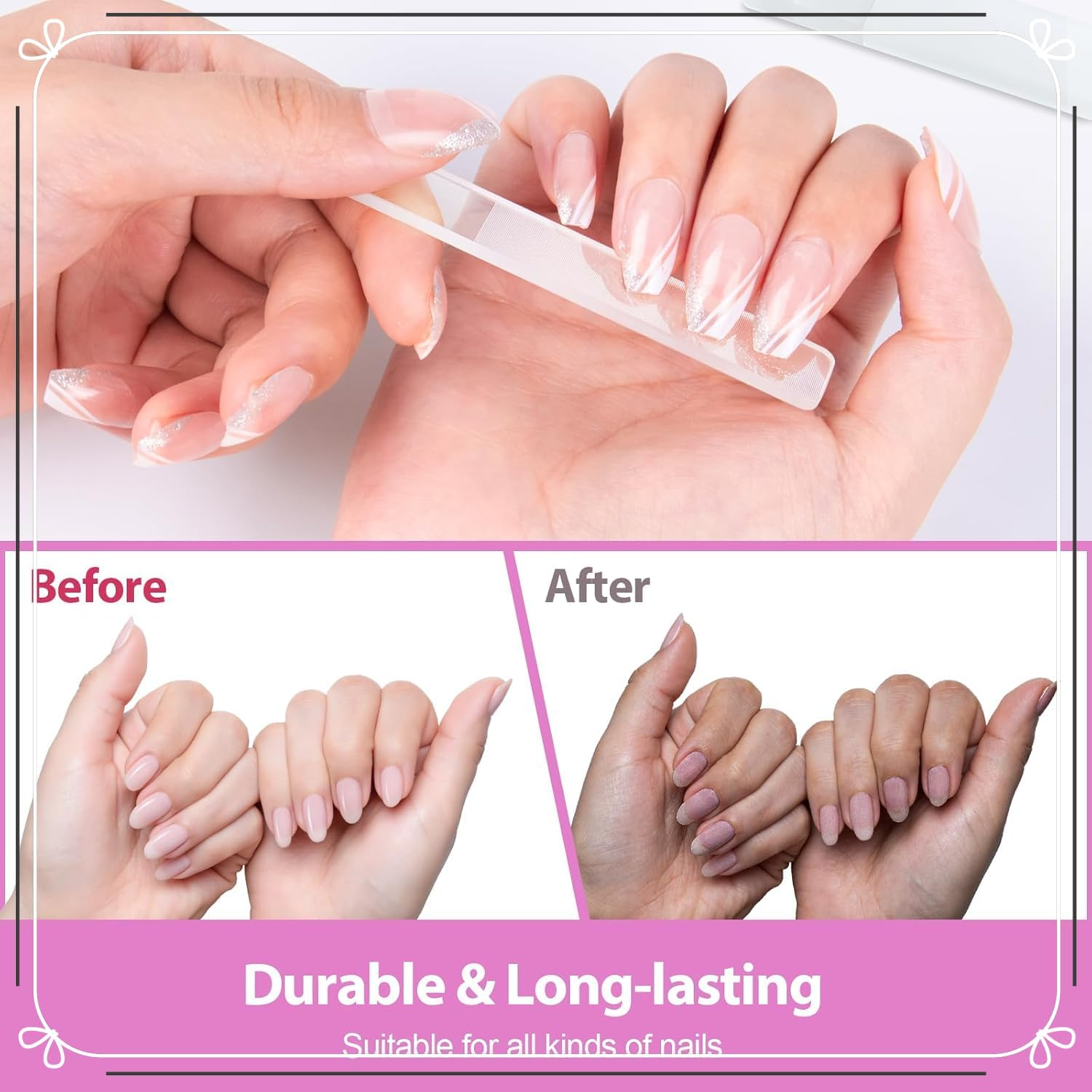 8PCS Glass Nail File, Nail Shiner, Nano Nail Buffer, Glass Nail File Crystal Shine Polishe for Natural Nails, Independent Packaging for Portable Use