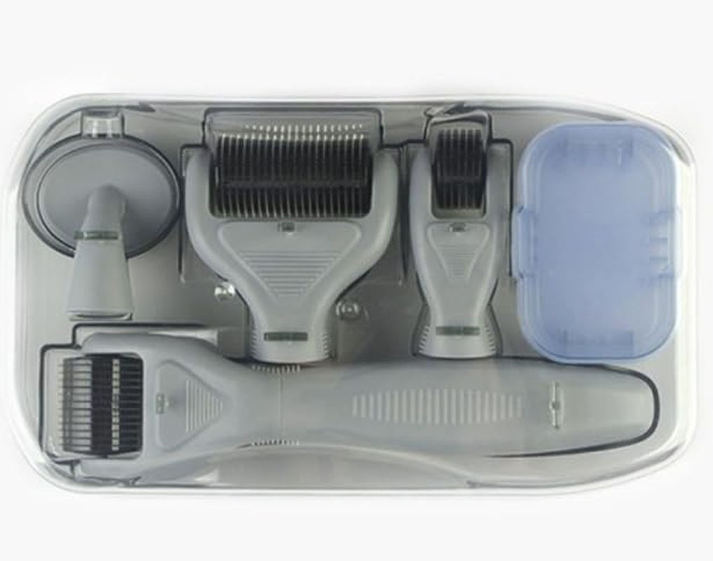 ICB Retail 6 in 1 Derma Roller Set, Black with Grey Color |