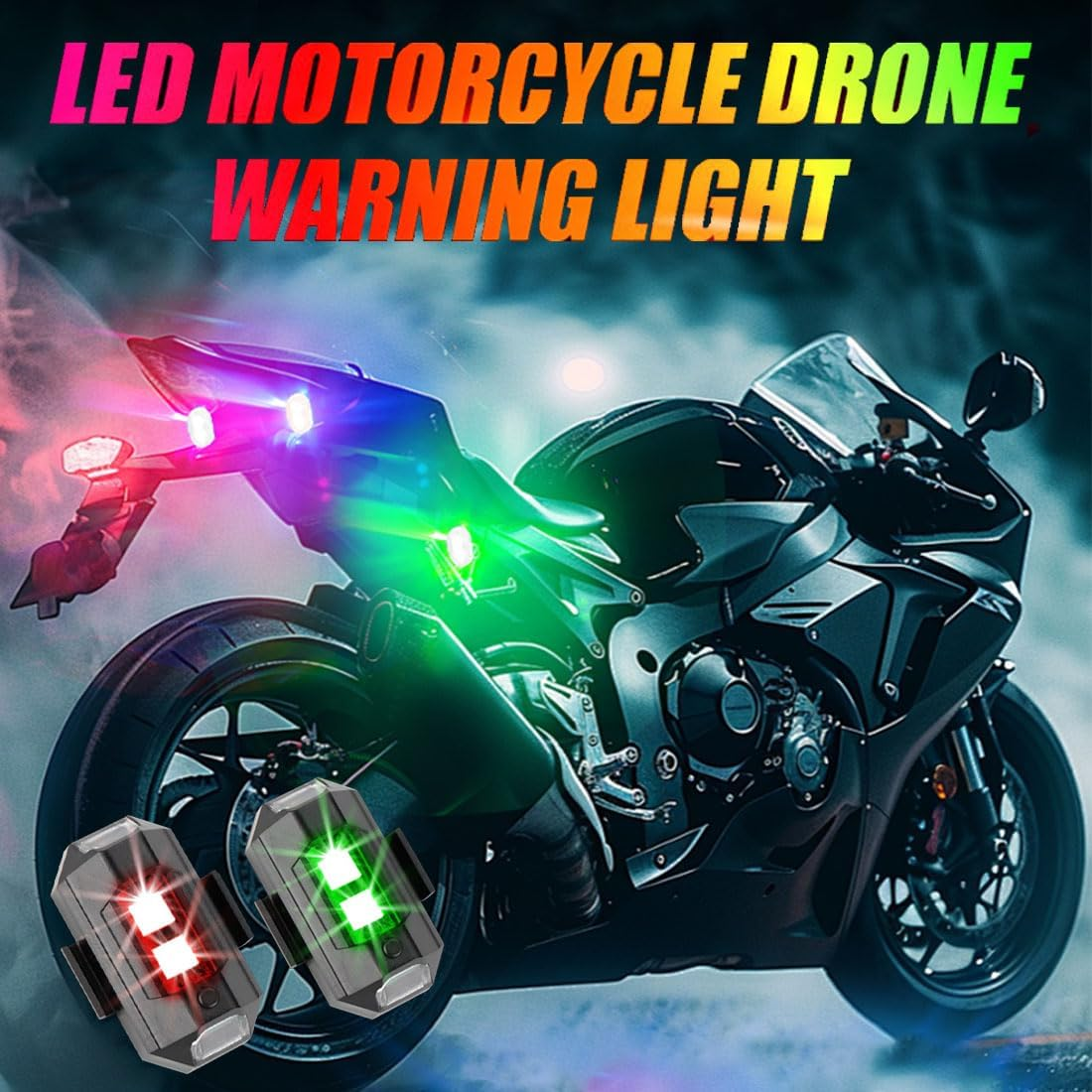 4Pcs LED Strobe Drone Light 7 Colors USB Charging Flying Anti-Collision Night Lights for Remote Control Drone,Motorcycle,Car,Bike,Rc Car,Rc Boat image number 3