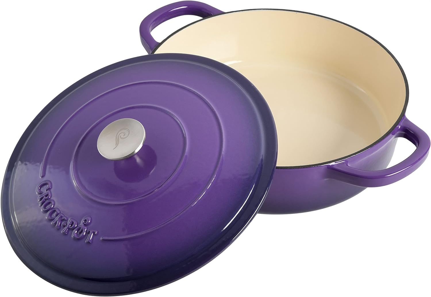 Crock-Pot Artisan Enameled Cast Iron Braiser W/Lid, 5 Quart, Lavender Purple