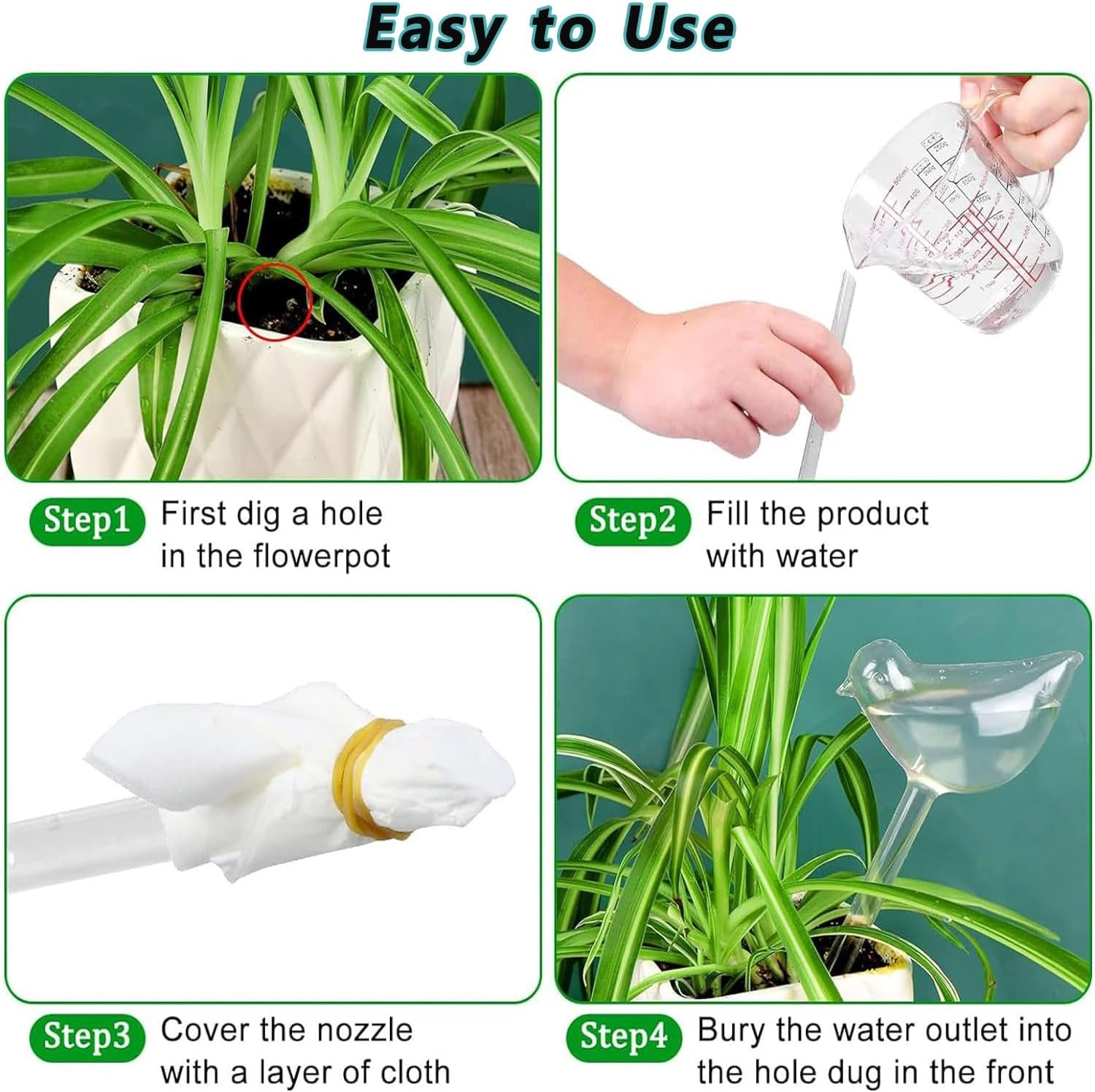 Plant Watering Globes, 4 Colors Bird Shaped Watering Bulbs for Outdoor and Indoor Plants, Clear Plant Watering Bulbs Self Watering Planter Insert image number 1