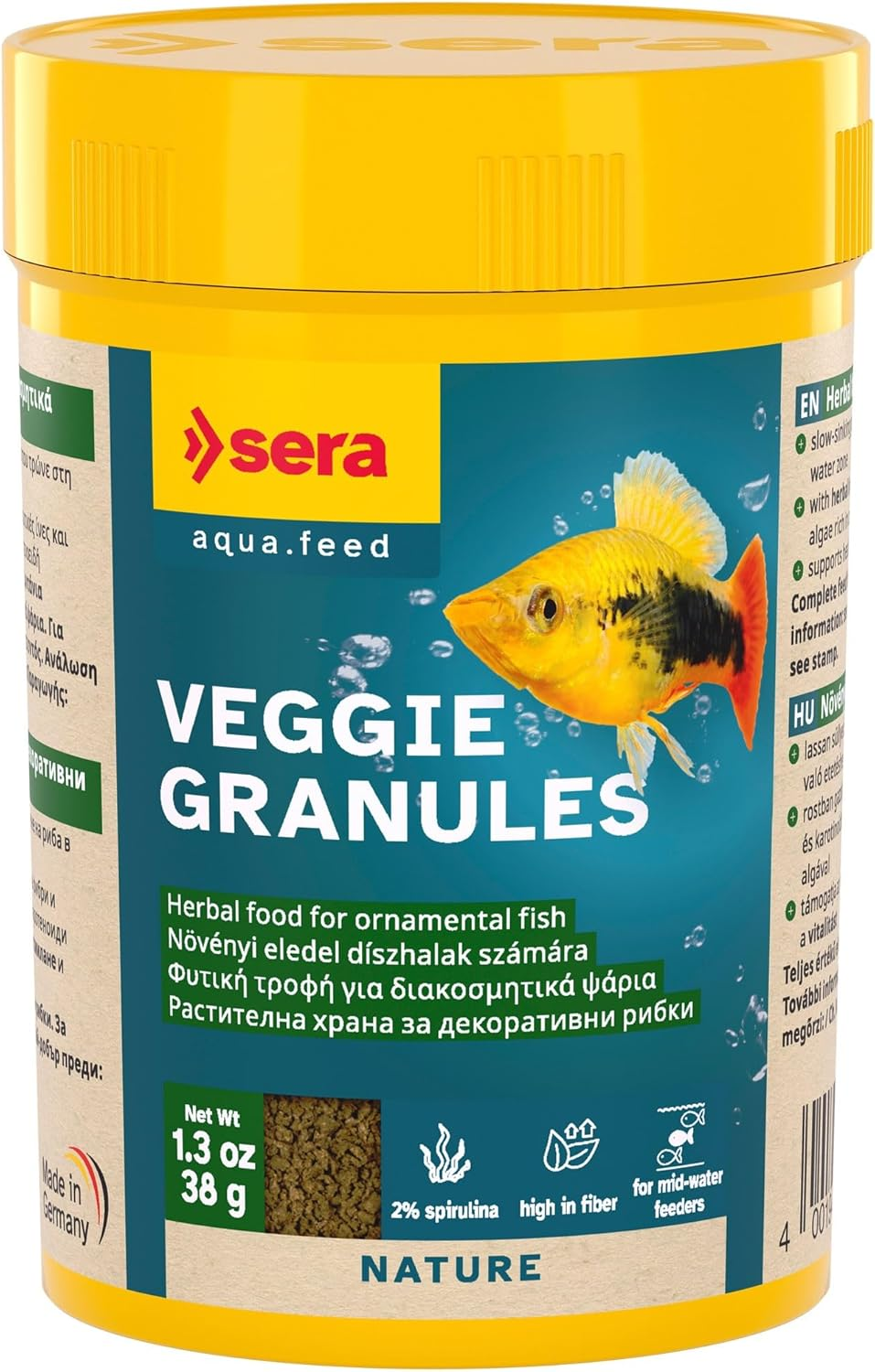 Sera Veggie Granules, Herbal Food for Ornamental Fish Eating in the Middle Water Zone, Easily Digestible, for Freshwater Aquariums, 250Ml (98G) image number 2