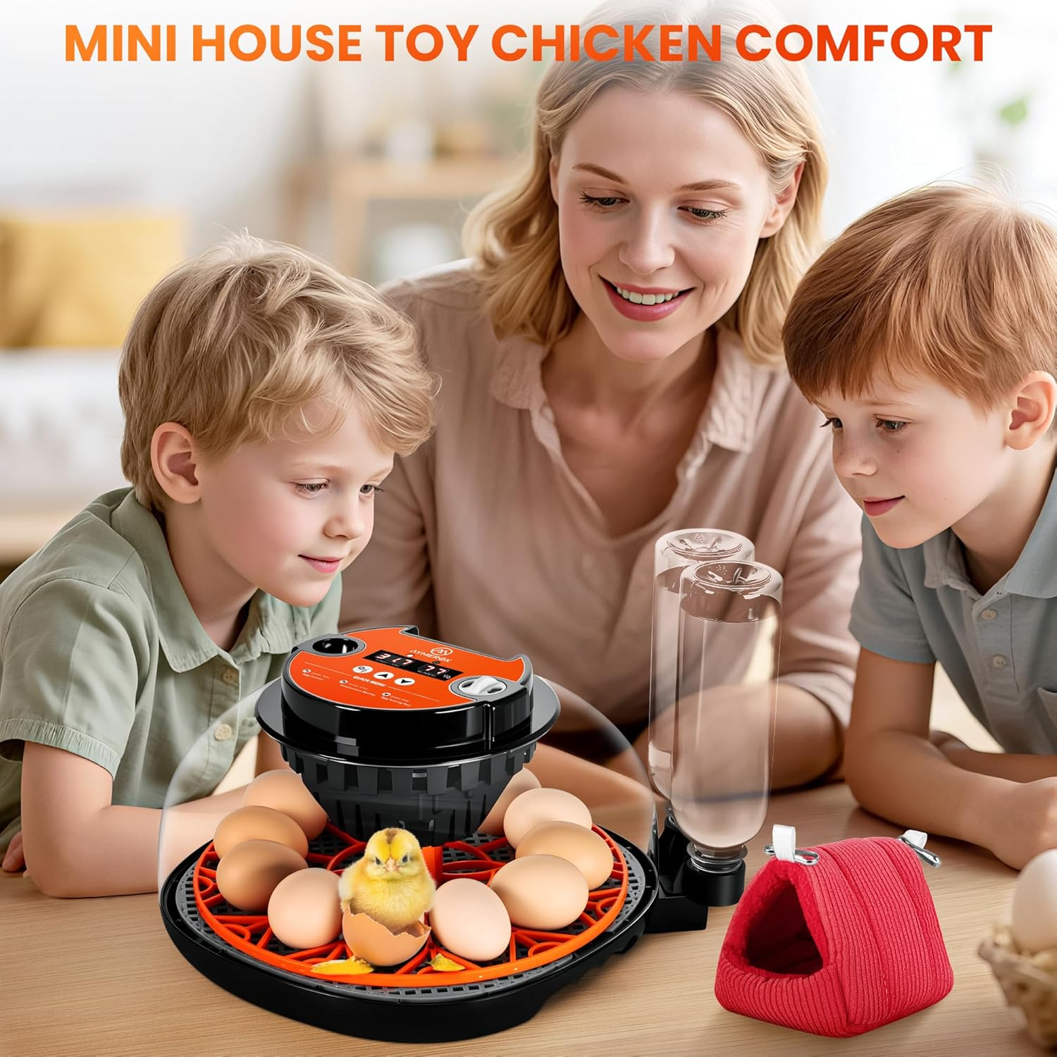 12 Egg Incubator for Hatching - Chicken, Duck, Quail & Goose &ndash; Automatic Egg Turner, Temperature & Humidity Control, Digital LED Display, Auto Water Refill System &ndash; Starter Kit with Plush Chick House image number 1