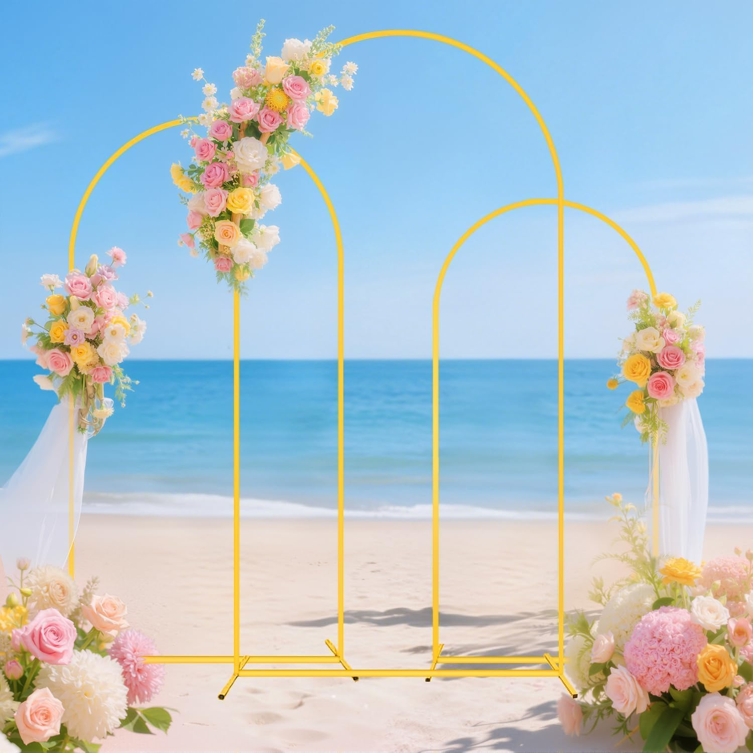 Metal Arch Backdrop Stand, 3 Balloon Arch Backdrop 7.2FT 6.6FT 6FT, Stable Arched Background Stand for Parties, Birthdays, Baby Showers, Bridal, Banquets, Ceremonies image number 3
