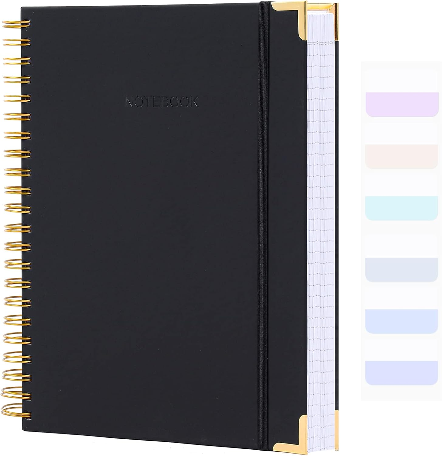 Spiral Notebook, College Ruled Notebook Journal, 8.5&rdquo; X 11&rdquo;, 300 Pages Leather Writing Journal for Women Men, A4 Hardcover Notebook for Work School, 24Pcs Index Tabs, Teal