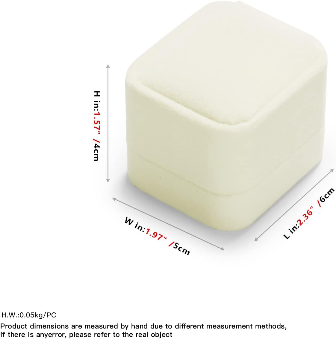 Woodten Velvet Small Ring Box for Engagement Wedding Valentine'S Day White Rings Gift Case Ring Box for Engagement Ring image number 4