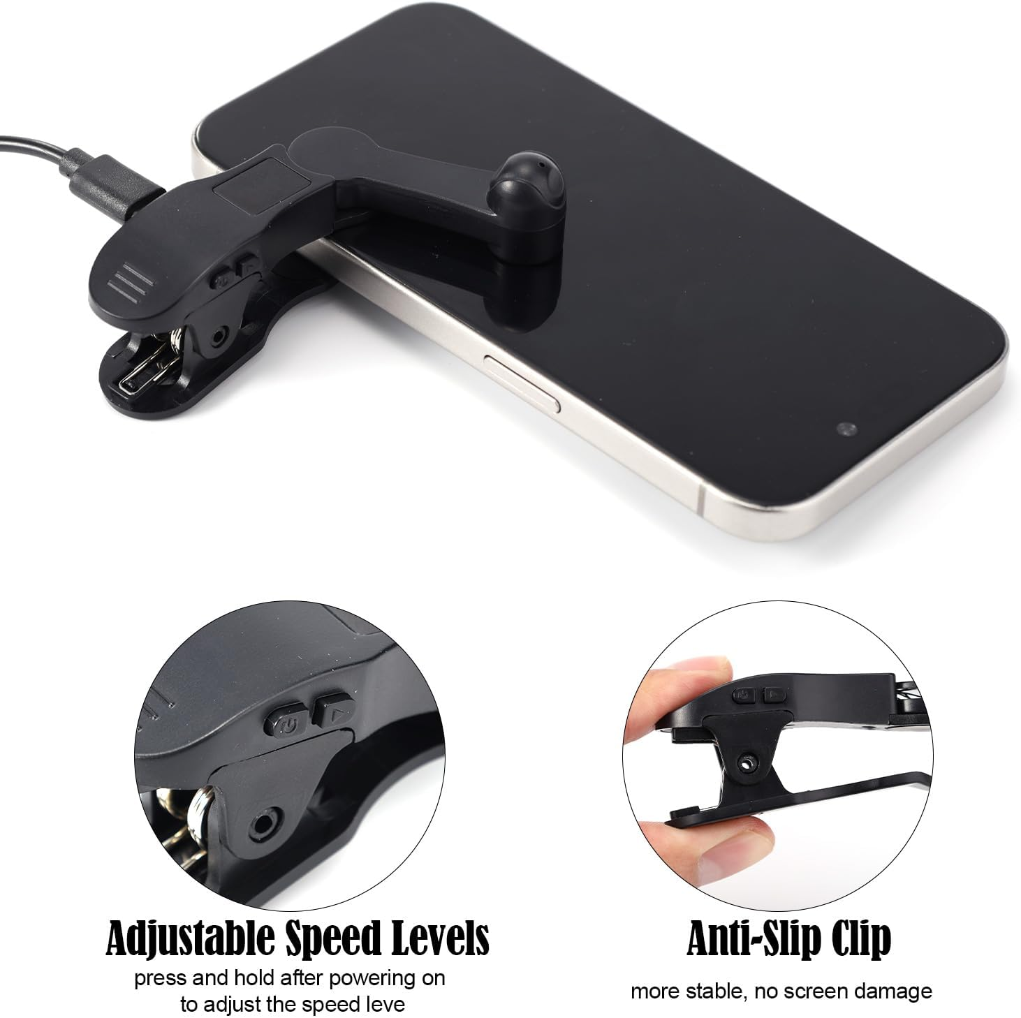 Smart Phone Auto Clicker, Speed-Adjustable Mobile Phone Screen Auto Clicker with Anti-Slip Clip Universal Fast Continuous Click Tool for Short Videos Live Stream Likes Social Media Tasks Game(Black)