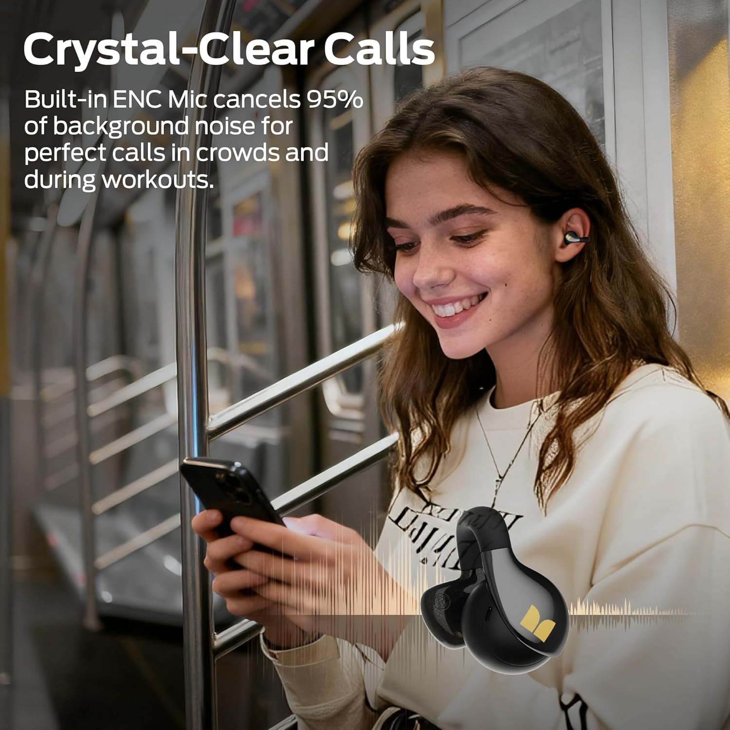 Monster Open Ear AC225 Headphones, Bluetooth 6.0 Wireless Earbuds, Stereo Sound, Lightweight Comfort Clip-On Earbuds with ENC Mic for Clear Calls, 36H Playtime, Touch Control, IPX6 Waterproof, Black image number 2