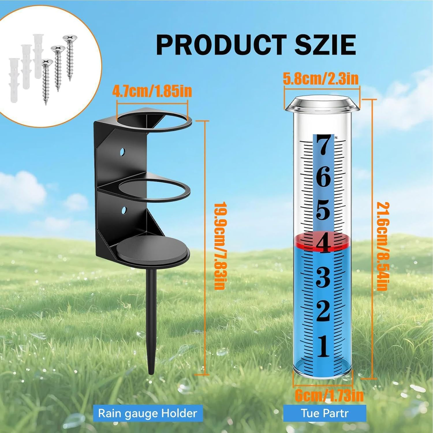 Rain Gauges for Yard,Accurate Easy-Read Meter - Garden Rain Gauge with Stake,For Weather-Enthusiast Gardener Farmer Patio Balcony Greenhouse Terrace Lawn Courtyard image number 6
