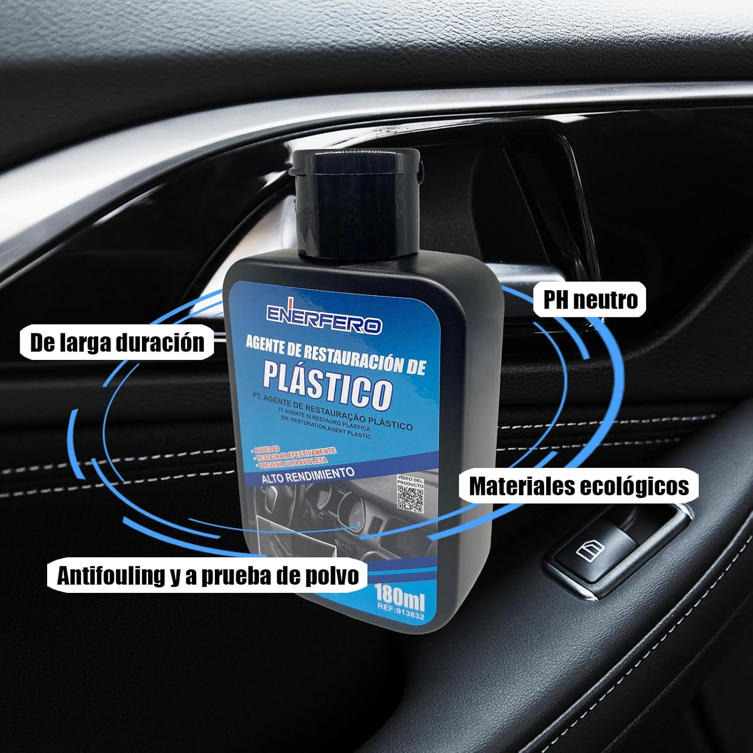 Car Interior Cleaner, Plastic Cleaner, Scratch Removal and Interior Cleaning, Restore Exterior of Car, Renewal of Plastics and Rubber Bands for Cars (Pack of 2) image number 6