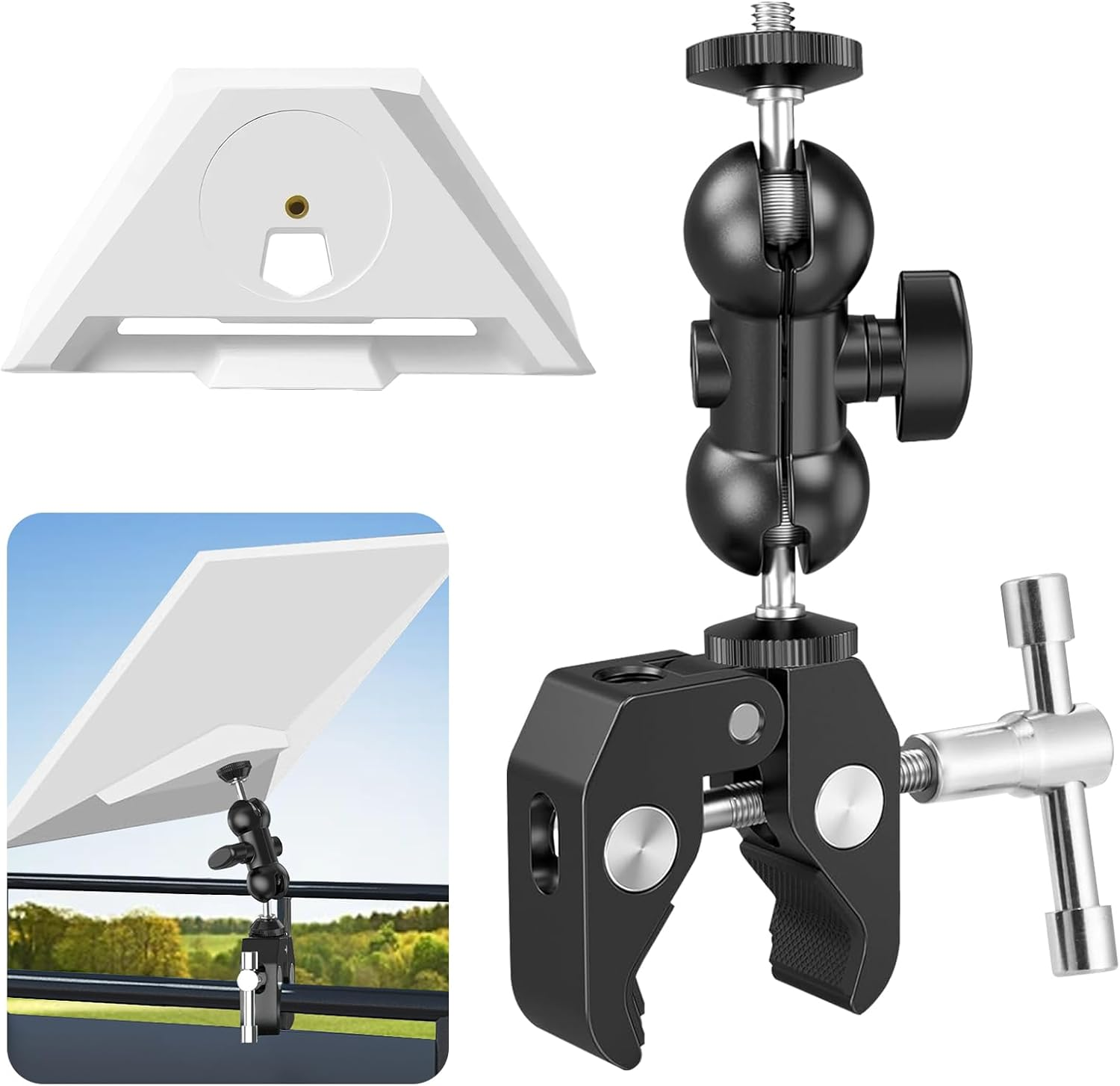 Daboot Starlink Mini Mount - 360&deg; Adjustable RV Ladder Clamp Mount for Starlink Mini Accessories Fits 1.5&ndash;5.3CM Pipes, Ideal for Roof Racks, Boats, Vans, Campers, and Outdoor Use image number 1