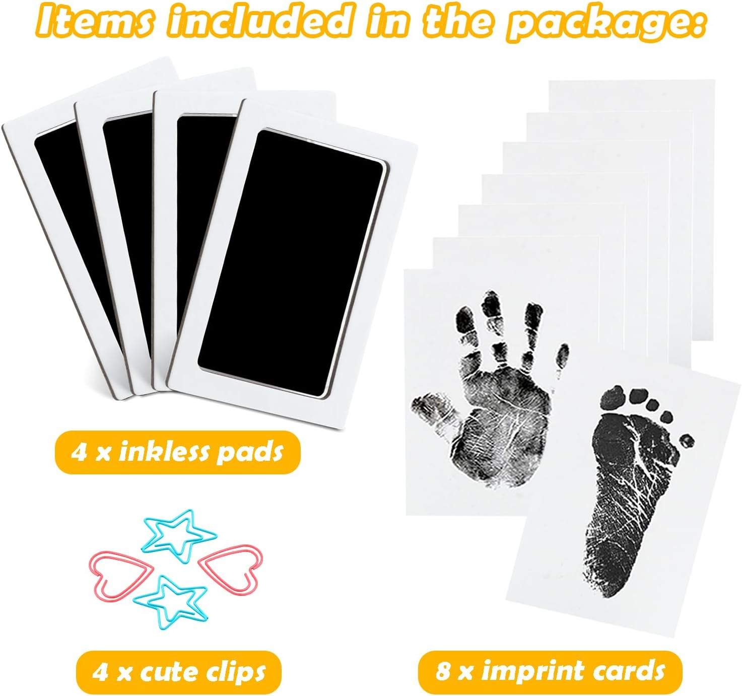Mengni Baby Footprint Kit Hand Footprint Kit Dog Paw Print Kit Clean Touch Ink Pad Inkless Hand and Footprint Kit Handprint Kit Baby Registry Search with 4 Ink Pads and 8 Imprint Cards image number 7