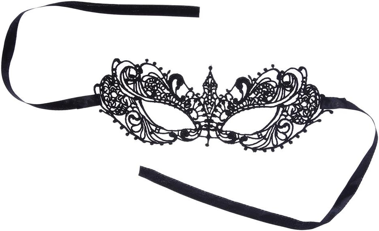 Imapo Masquerade Mask, Mardi Gras Masks for Women Lady Girls, Halloween Christmas Cosplay Venetian Party Prom Ball Lace Eye Masks - Black image number 2