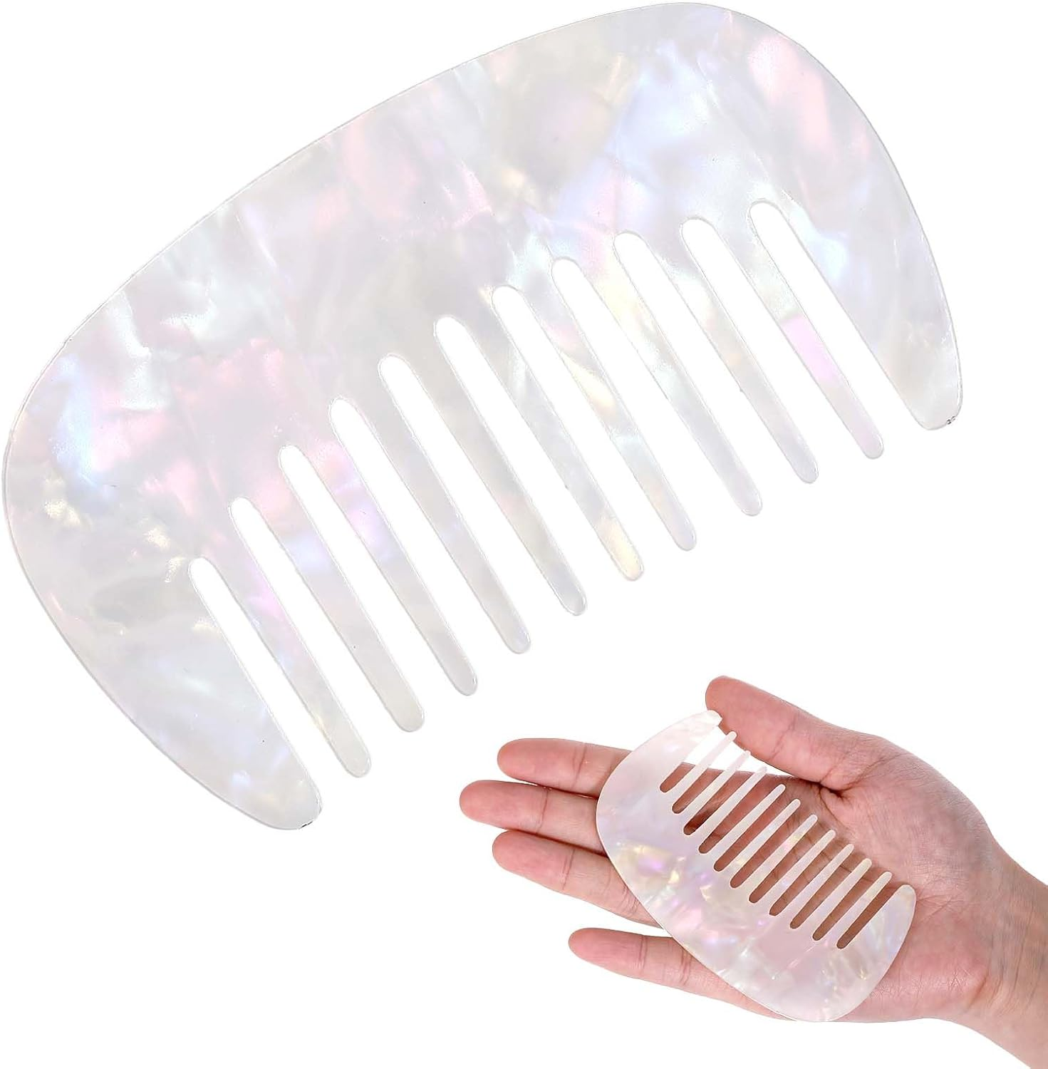 Pocket Mini Wide Tooth Comb for Wet Hair - Anti-Static Portable Travel Comb for Curls, Detangling Small Hair Combs for Women, White for Purse and Hair Care image number 4