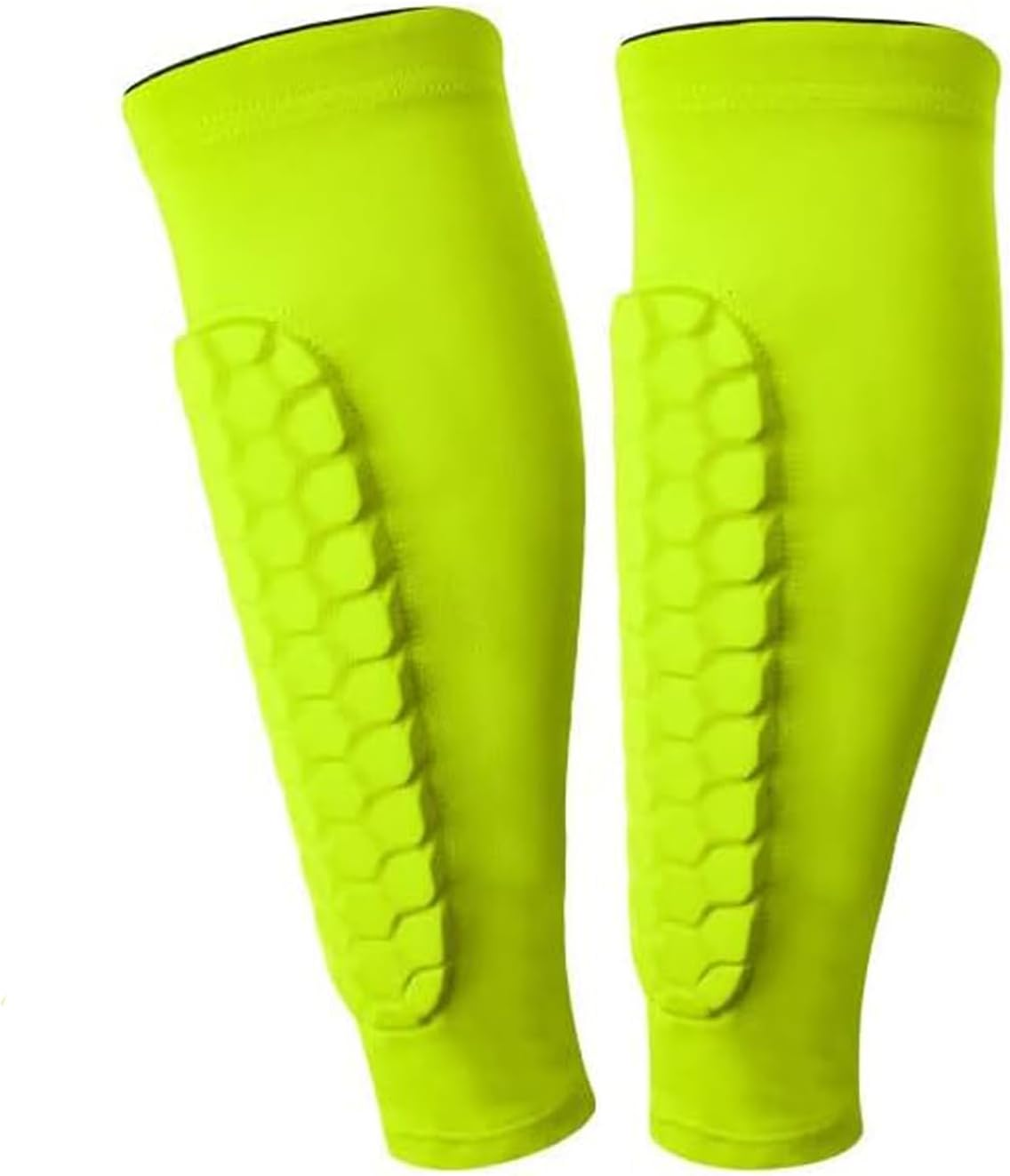 2-Pack Football Shin Guards with Honeycomb Pads - Soccer Compression Sleeves Built-In Calf Support, Breathable Shin Protectors for Men Women Youth