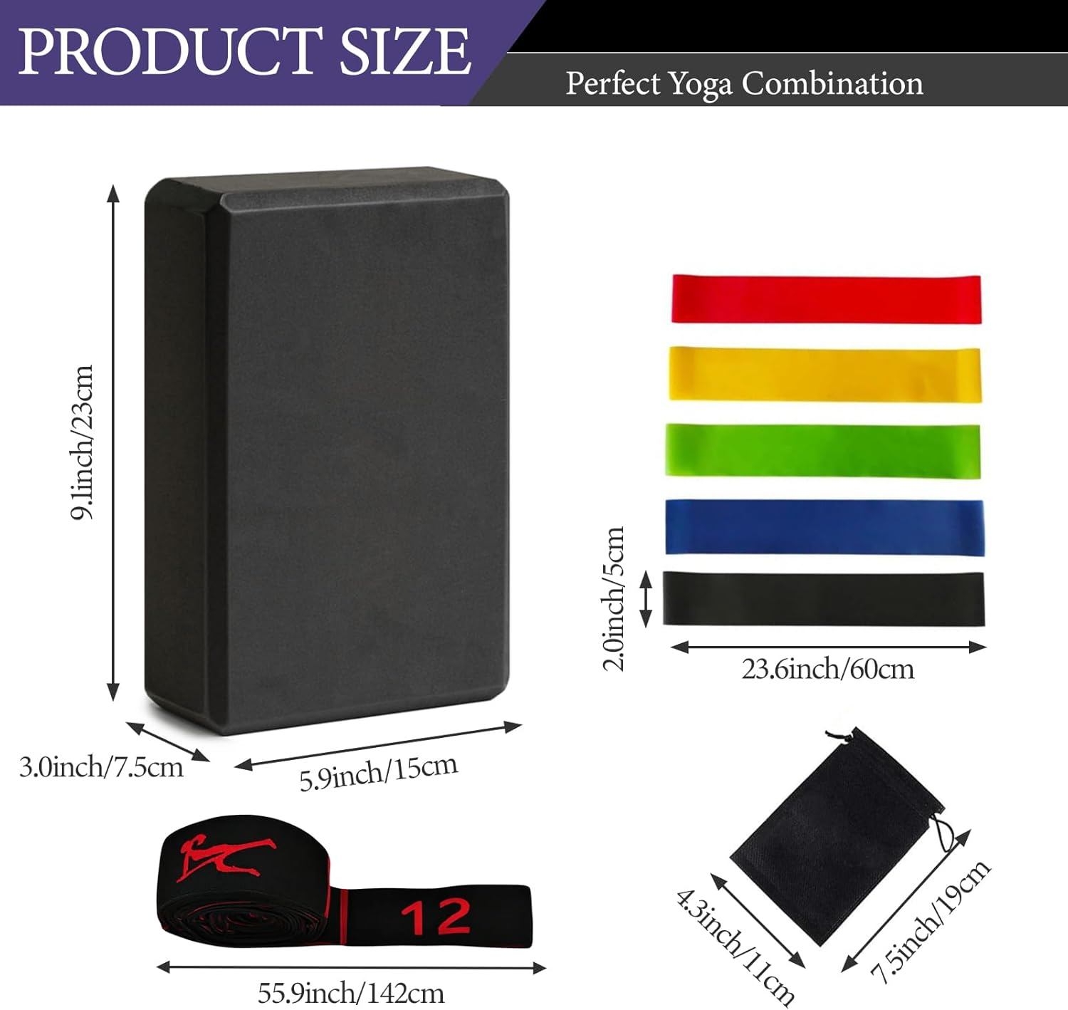 Yoga Blocks 2 Pack, High-Density Yoga Block, EVA Foam Yoga Block, with Stretching Belt, Odor Resistant and Antiskid, Used for Yoga, Pilates and Meditation image number 1
