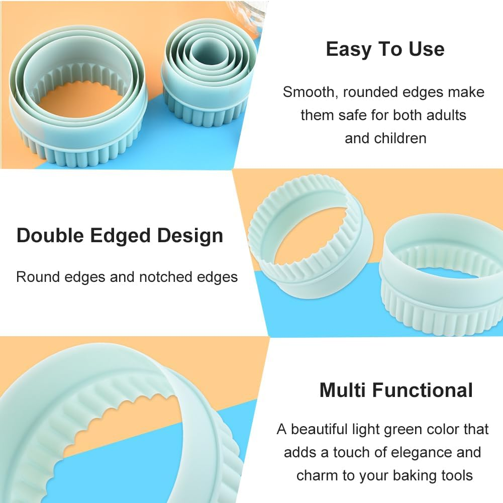 AUTUUCKEE 8Pcs Non Stick Cookie Cutter,Reusable Double Edged Pastry Cutter for Baking,Round Biscuits Scones Cutter,Comfortable Grip Dough Cutter image number 5