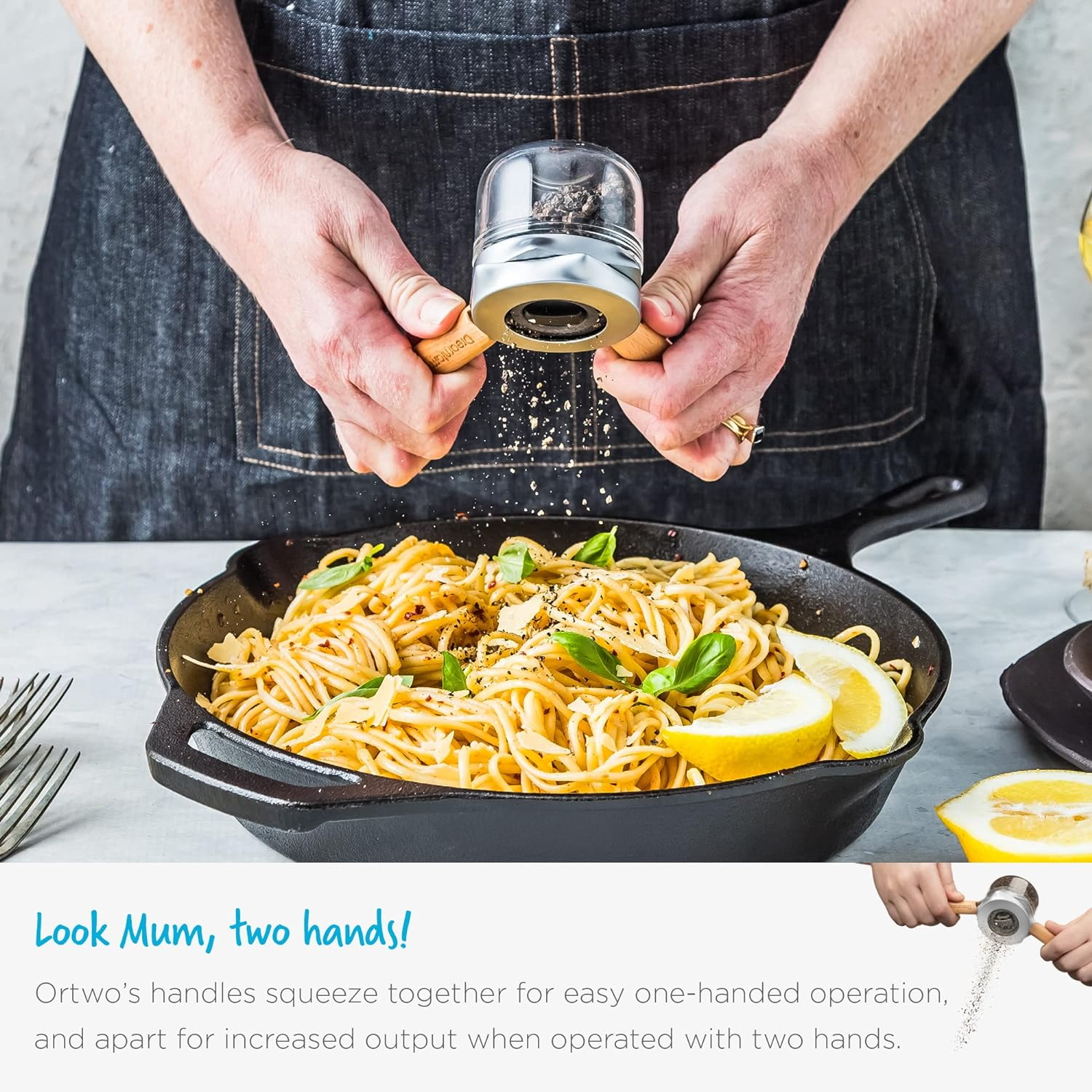 Dreamfarm Ortwo Original Ergonomic 1-Or-2-Handed Re-Fillable Pepper, Spice, Seed, Coffee Mill with 6 Grind Settings - 2Oz Beechwood image number 6