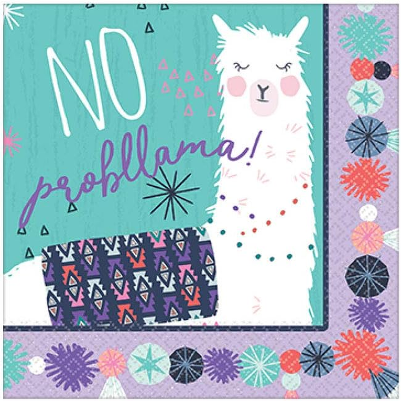Amscan Llama Fun Lunch Napkins 16 Pieces image number 1