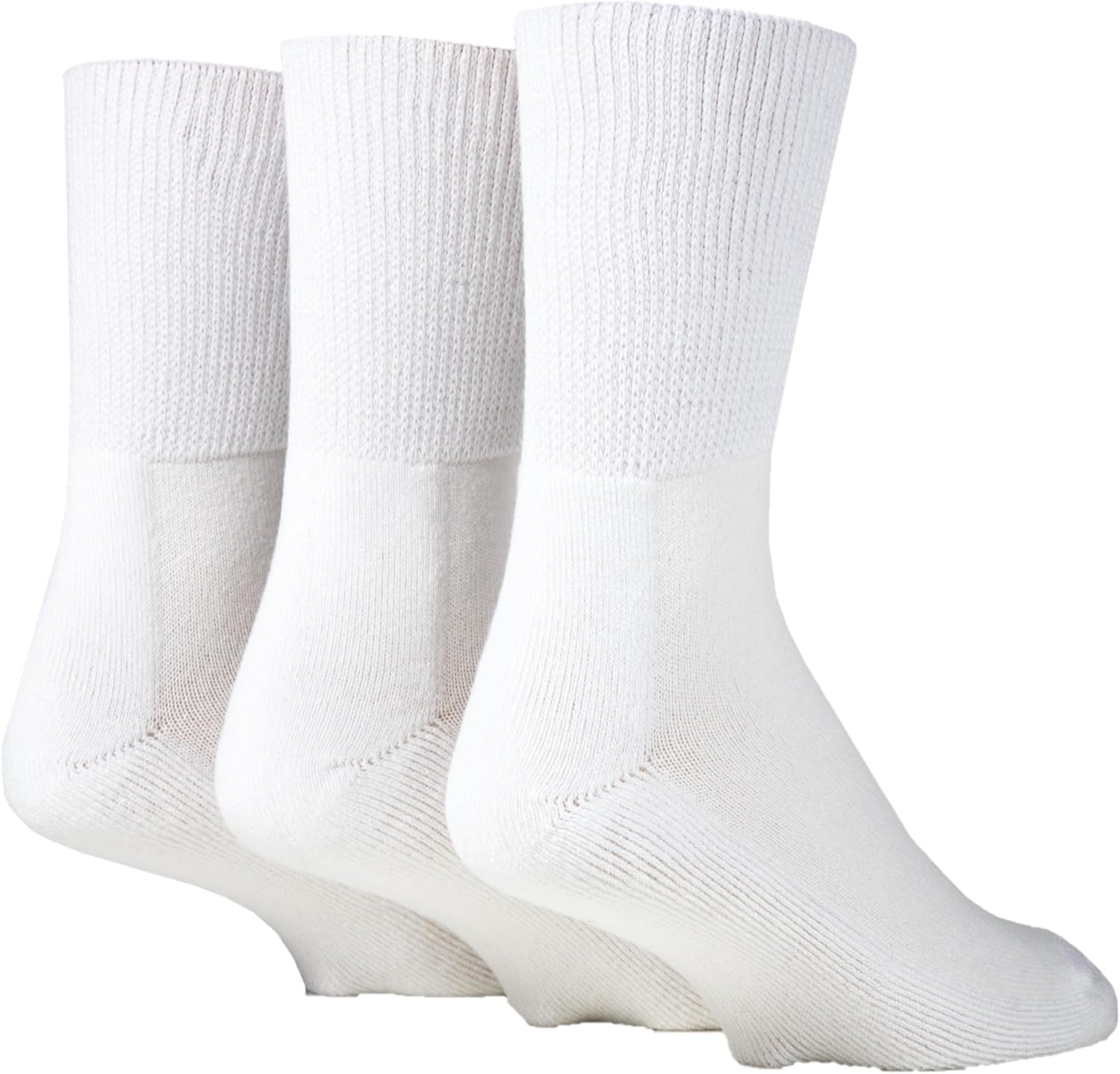 IOMI Footnurse | Sockshop | Bamboo Blend Cushion Foot Diabetic Crew Socks | Comfortable and Therapeutic | 3 Pairs | Extra Wide Non-Binding Leg | White