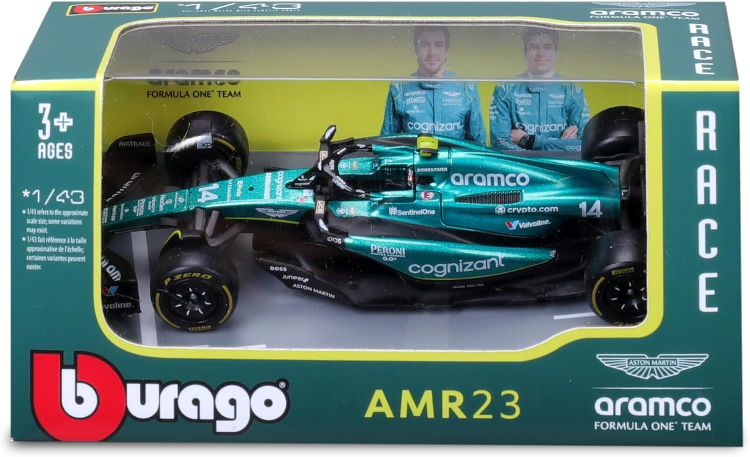 Bburago 38090 Formula 1 Aston Martin F1 Team AMR23 - F. Alonso 14 Season 2023 - Scale 1:43 12 Cm image number 2