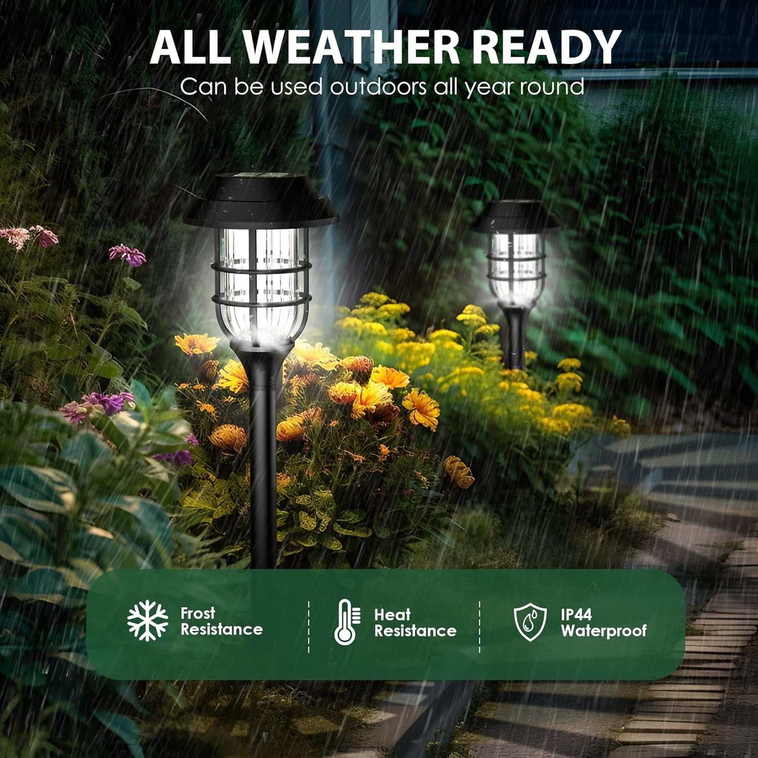 Solar Outdoor Lights 8 Pack Waterproof Garden Pathway Lighting for Yard, Patio, Driveway,Walkway Solar Powered Landscape Lights (Cold White) image number 7