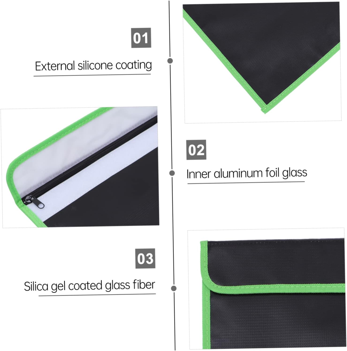 MINAOLULUS Fireproof Document Bag File Bag Resistant Protective Storage Pouch for Important and Valuables image number 2