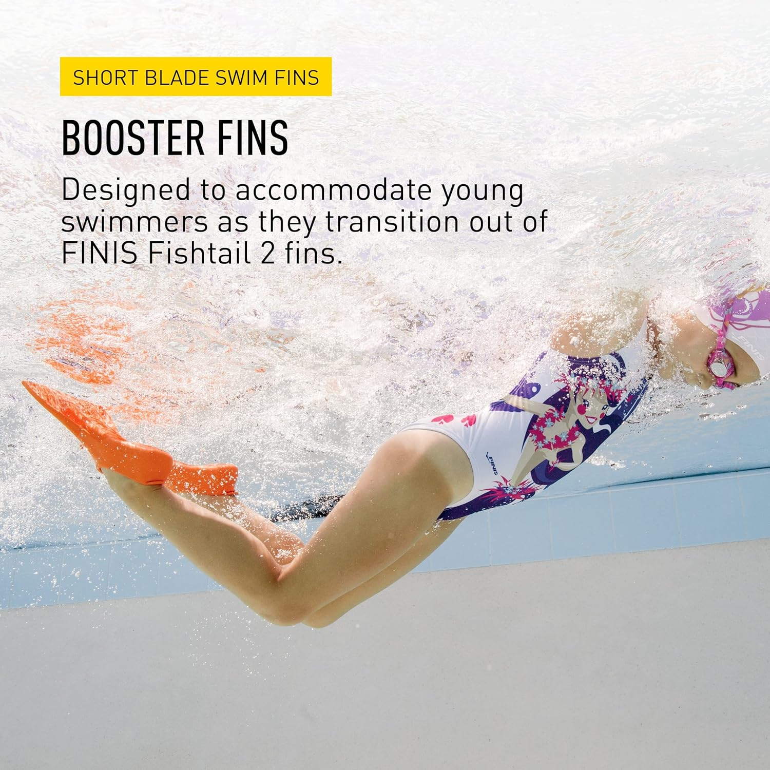 FINIS Booster Swim Fins for Kids - Floating Rubber Fins - Teaches Kick Technique - Open-Toe Design - Comfortable Fit image number 4