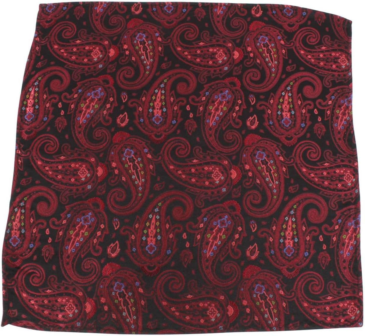 Knightsbridge Neckwear Mens Paisley Silk Pocket Square - Black/Wine