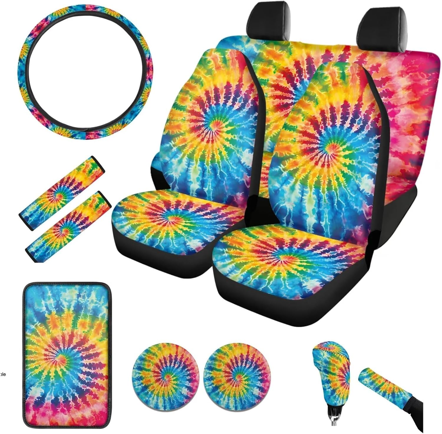 BIGCARJOB She'S Sunshine Sunflower Car Seat Covers Full Set of 12 Pack Steering Wheel Cover for Women Gifts with Seat Belt Pads, Coasters,Vehicle Seat Cover,Fit Most Car SUV Van Truck - Boho Paw Style image number 6