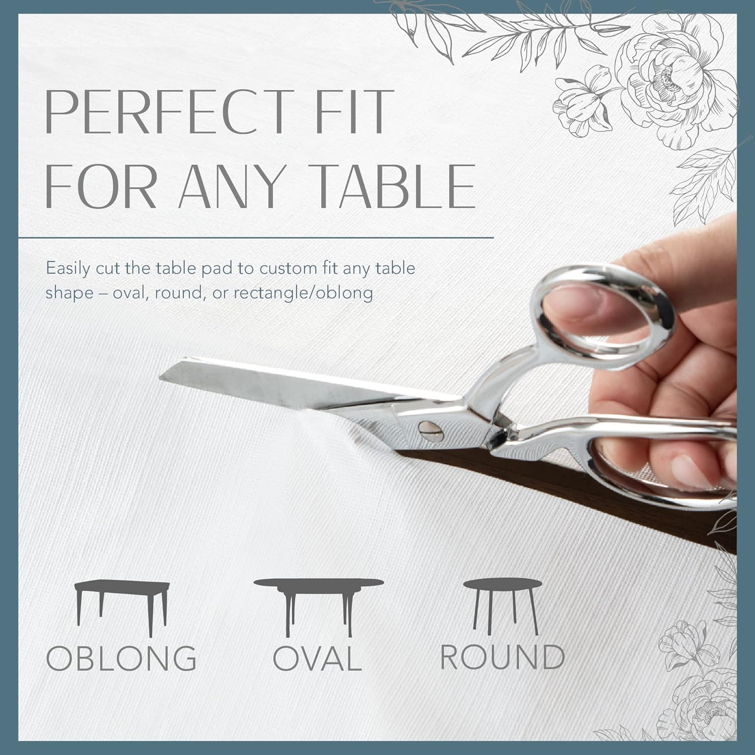 Elrene Home Fashions Deluxe Heavy Duty Table Pad Protector Cushioned Flannel Backing, White, 52" X70" image number 3