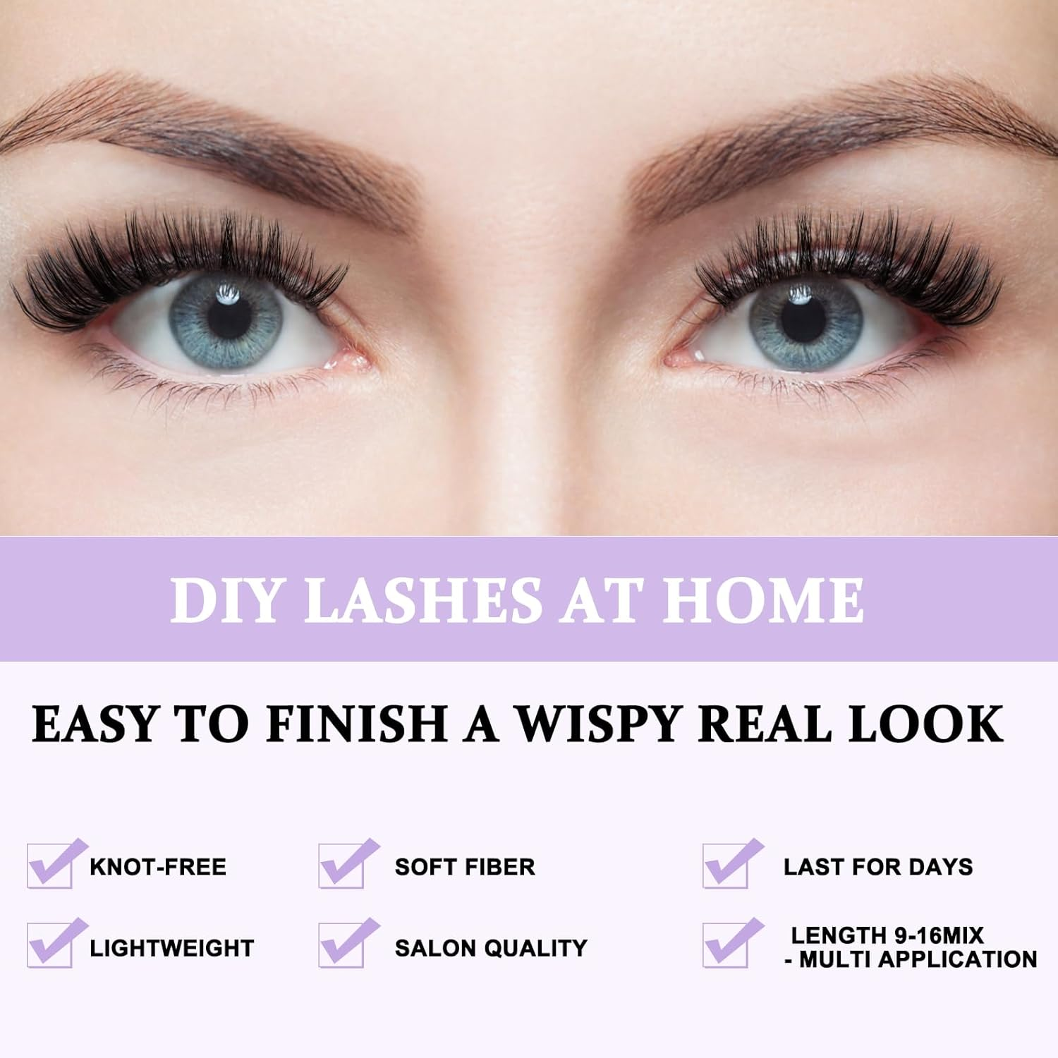 B&Q Lash Clusters 30D 40D-9-16 Cluster Lashes Individual Lashes 280 Clusters False Eyelash 10D 20D 30D 40D Lash Clusters Extensions Individual Eyelash Extensions at Home (30D 40D,9-16Mix) image number 1