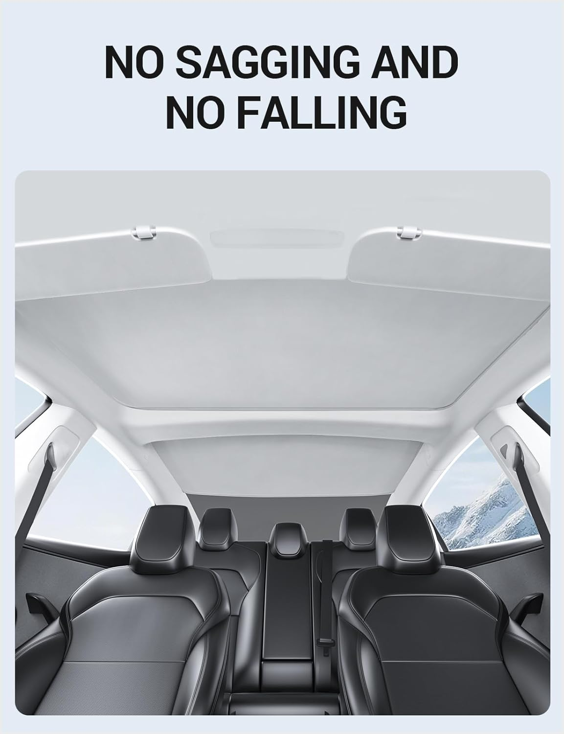 Motrobe 2025 2024 Tesla Model 3 Sunshade Roof [Never Sag, No Gaps] Glass Roof Sun Shade [Ice-Crystal Coatings] Sun Protection Heat Insulation Foldable Sunroof Covers Model 3 Highland Accessories Gray