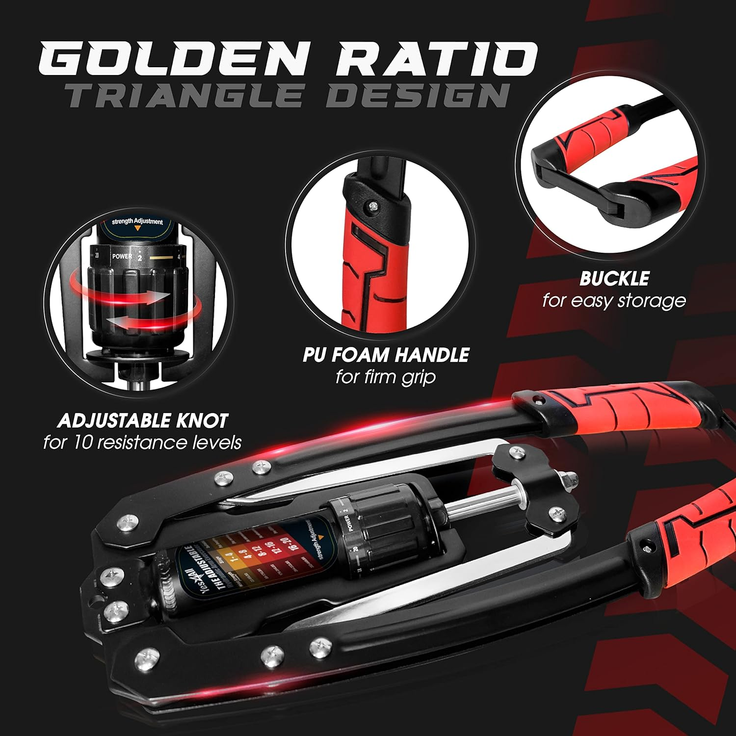 Yes4All Hydraulic Power Twister Bar 22-440 Lbs for Arm Exercise Equipment - Golden Ratio Triangle Structure, Adjustable Knot, Non-Slip PU Handles, Storage Lock image number 5