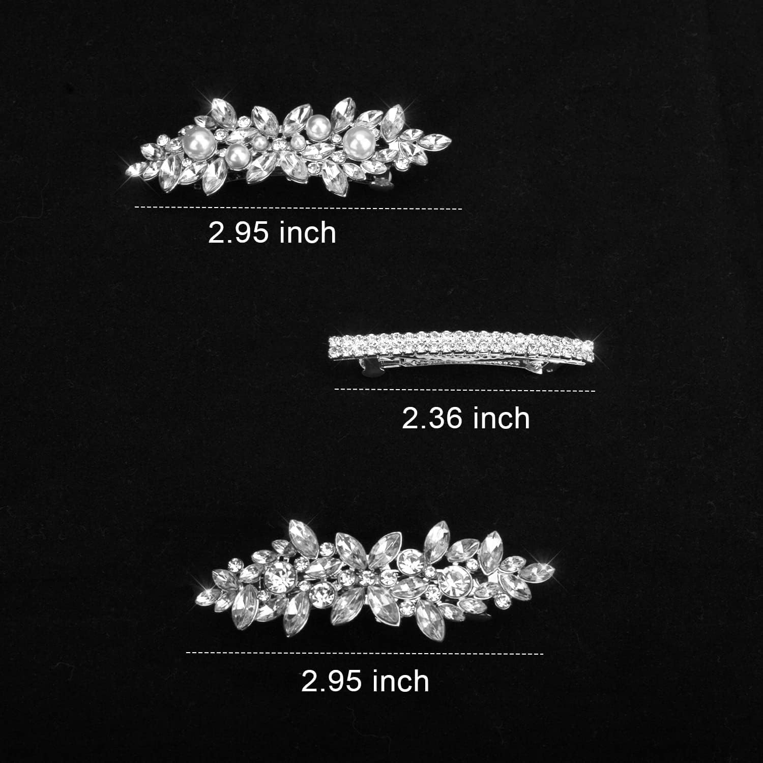 Hair Barrettes, 4 Pcs Rhinestone Hair Clips for Women - Hair Clip Barrettes with Rhinestones Crystal & Metal Alloy, Flower Hairpins for Women - Hair Accessories for Wedding, Party, Everyday image number 1