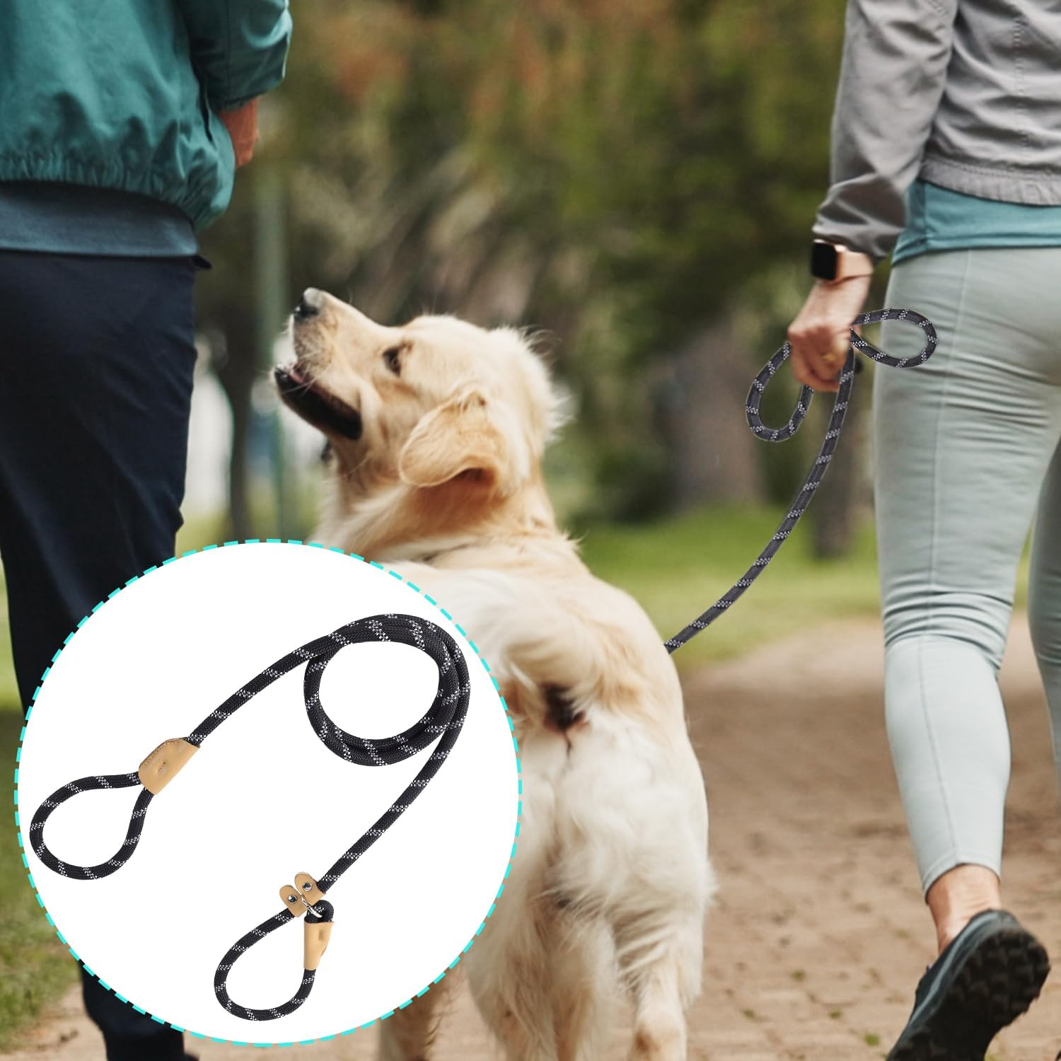 Slip Lead for Dogs - 1.5M X 0.8Cm Nylon Leash with Slip Collar, Long Training Rope for Medium Dogs, Heavy Duty Everyday & Training Lead (Black) image number 6