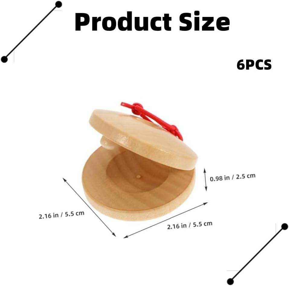 Jindizi Musical Castanets Instrument, 6Pcs Wooden Castanets Castagnette Castanets for Adults Small Fish Castanets Teaching Instrument Percussion Castanets Castanets Castanets Bulk Castanets image number 4