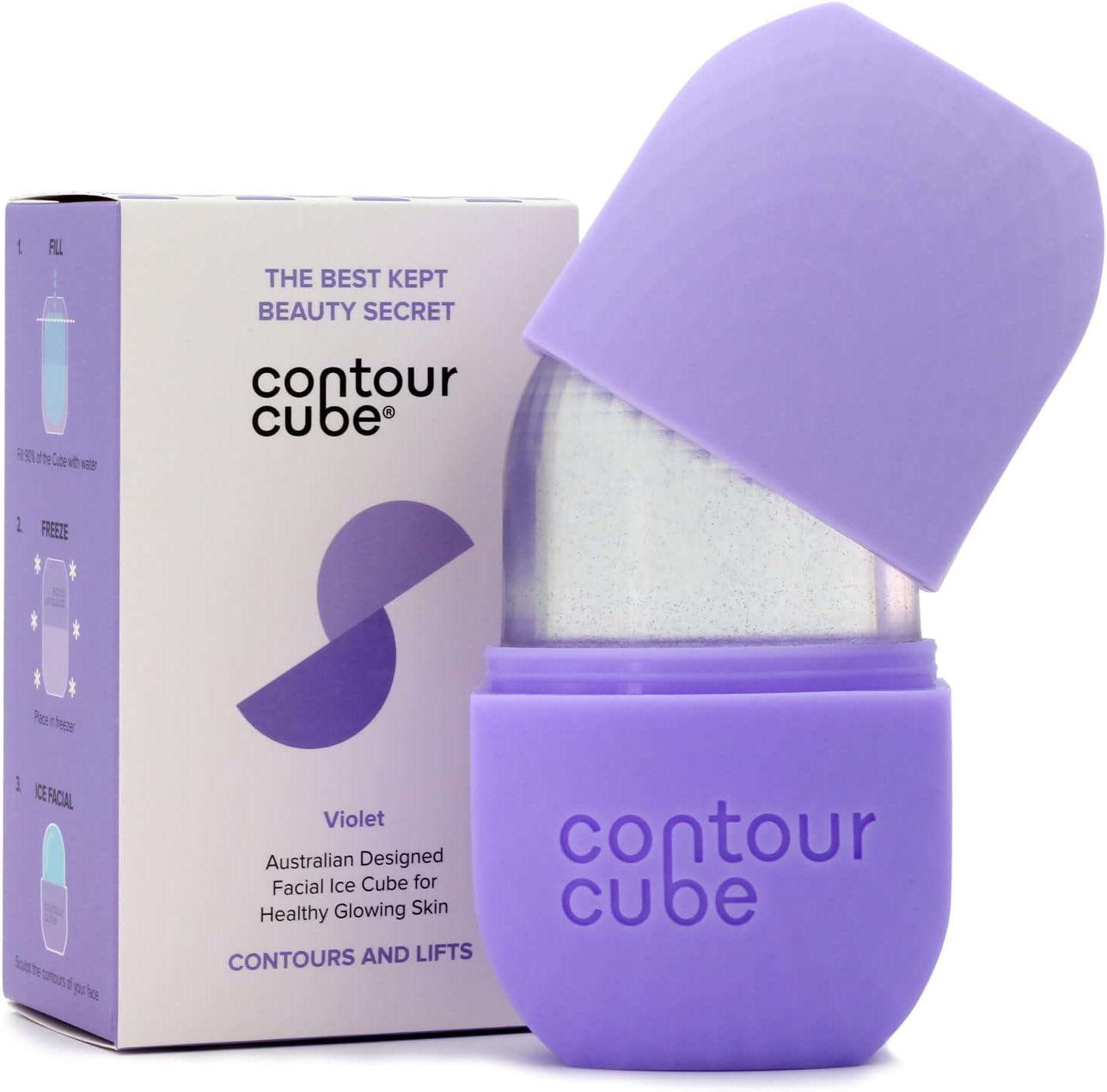 Contour Cube Original - Ice Roller for Sculpting & De-Puffing - Face Ice Roller & Massager with Bpa-Free Silicone - Ice Mold for Face - Skin Care Tools for Daily Skincare (180Ml) - Peach